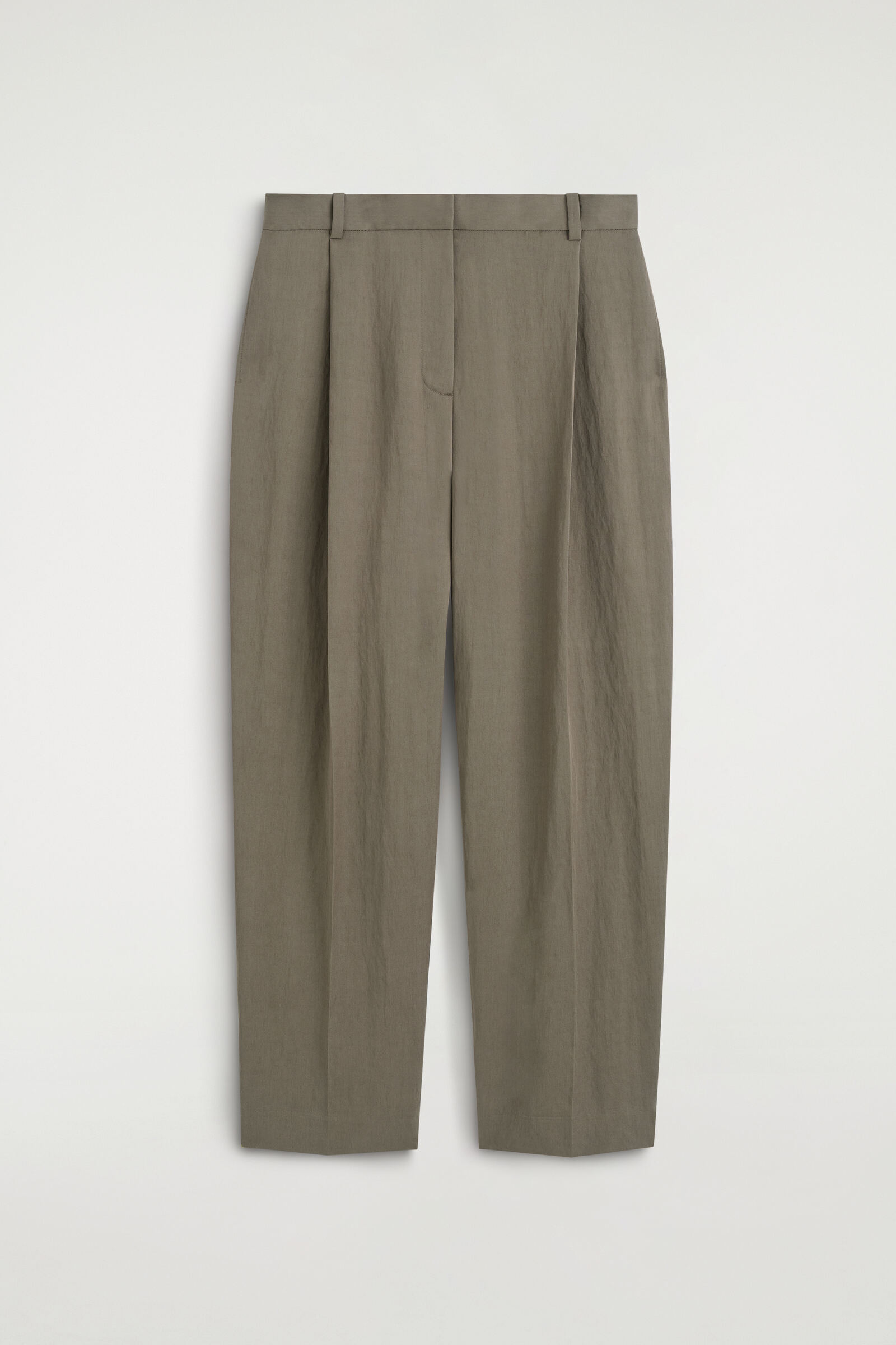 FLUID PLEATED STRAIGHT-LEG TROUSERSDARK BEIGE