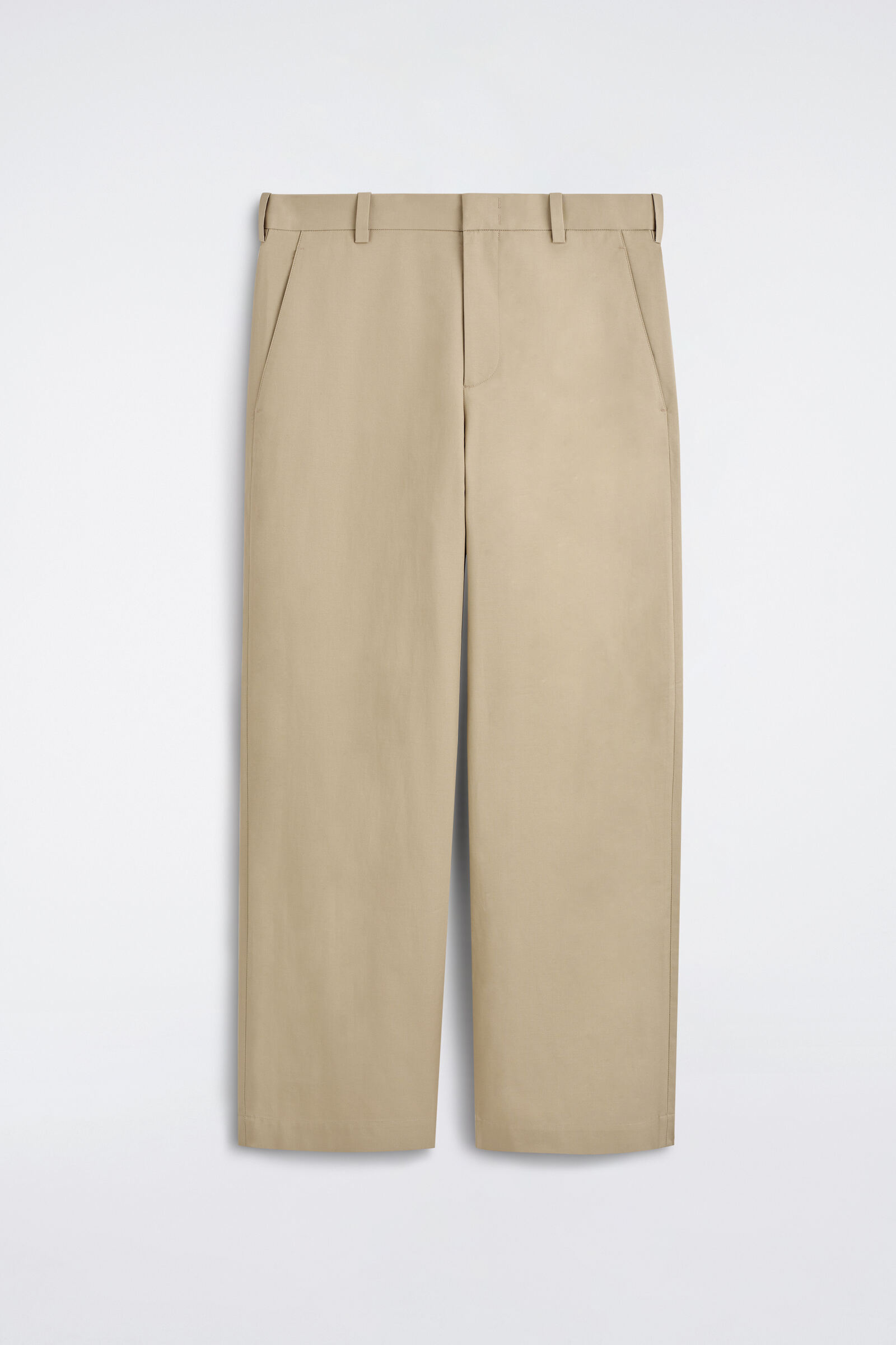 COTTON RELAXED-FIT WIDE-LEG CHINOSBEIGE