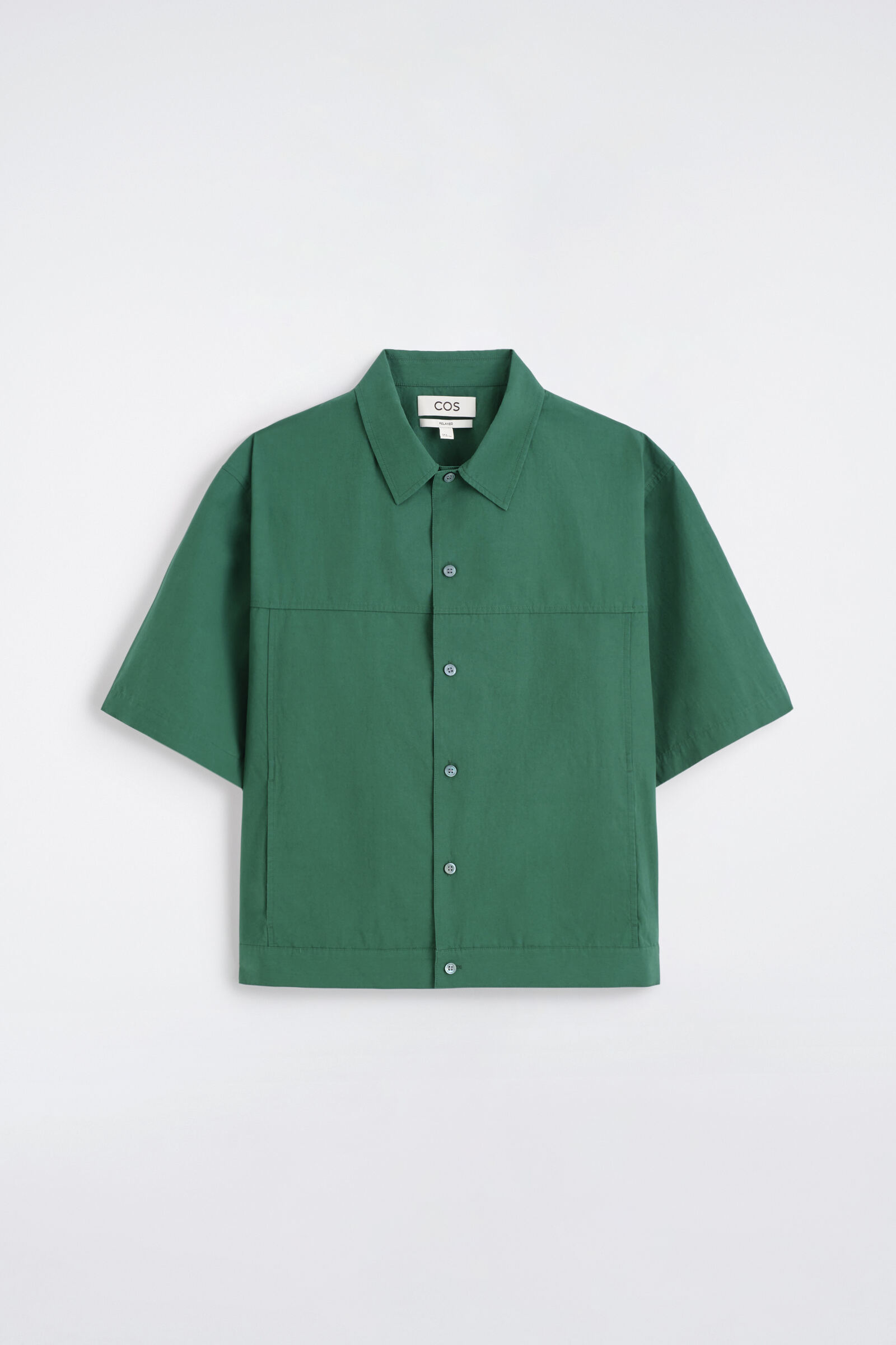 BOXY COTTON-POPLIN UTILITY SHIRTGREEN