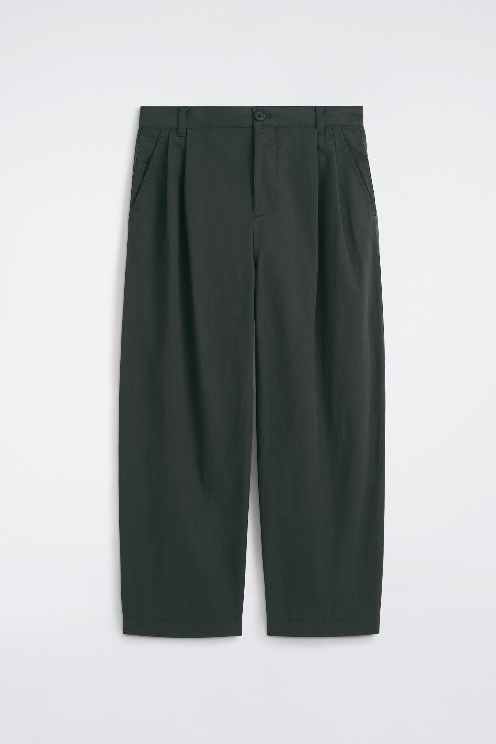 COTTON RELAXED-FIT BARREL-LEG UTILITY TROUSERSDARK GREEN