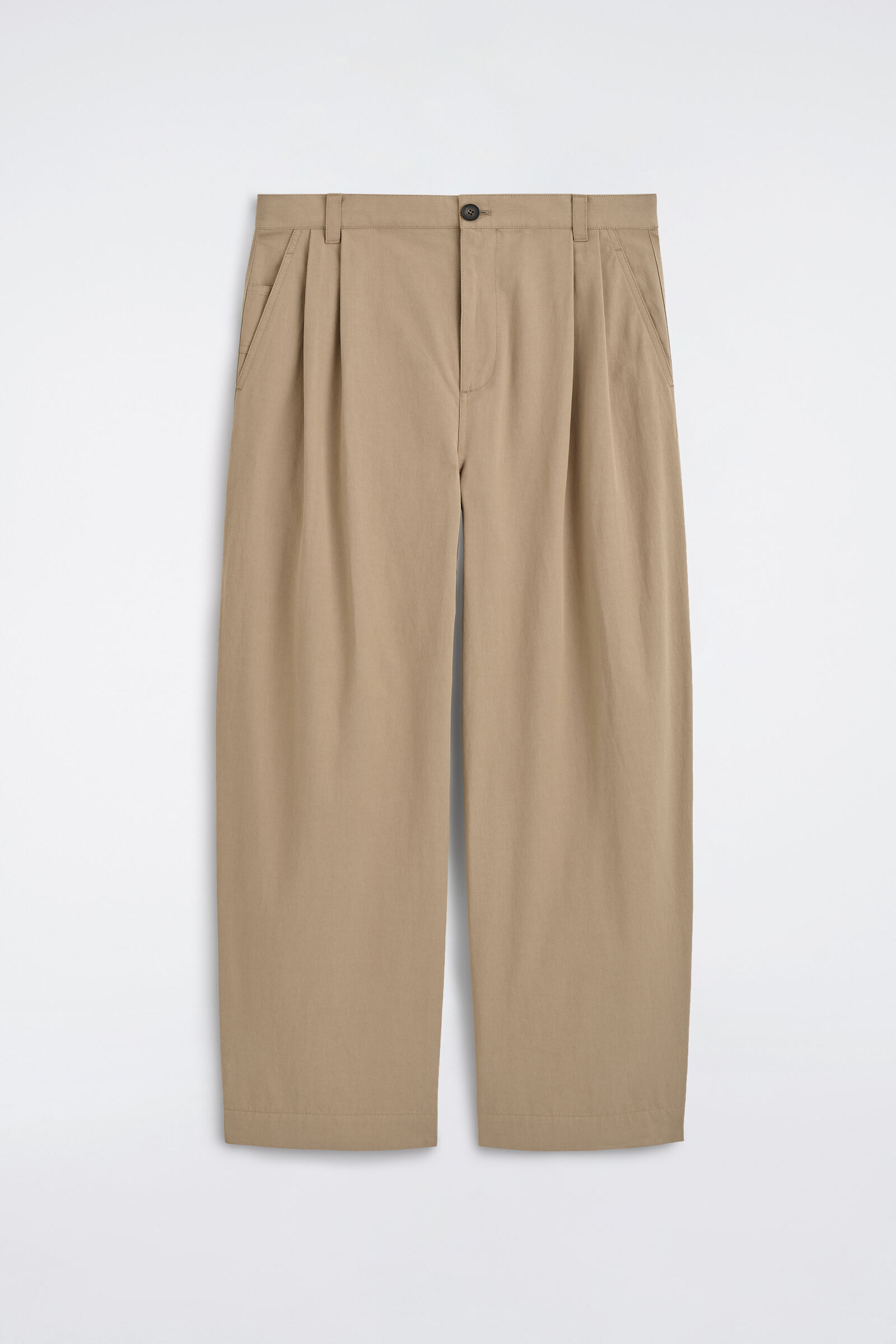 COTTON RELAXED-FIT BARREL-LEG UTILITY TROUSERSBEIGE