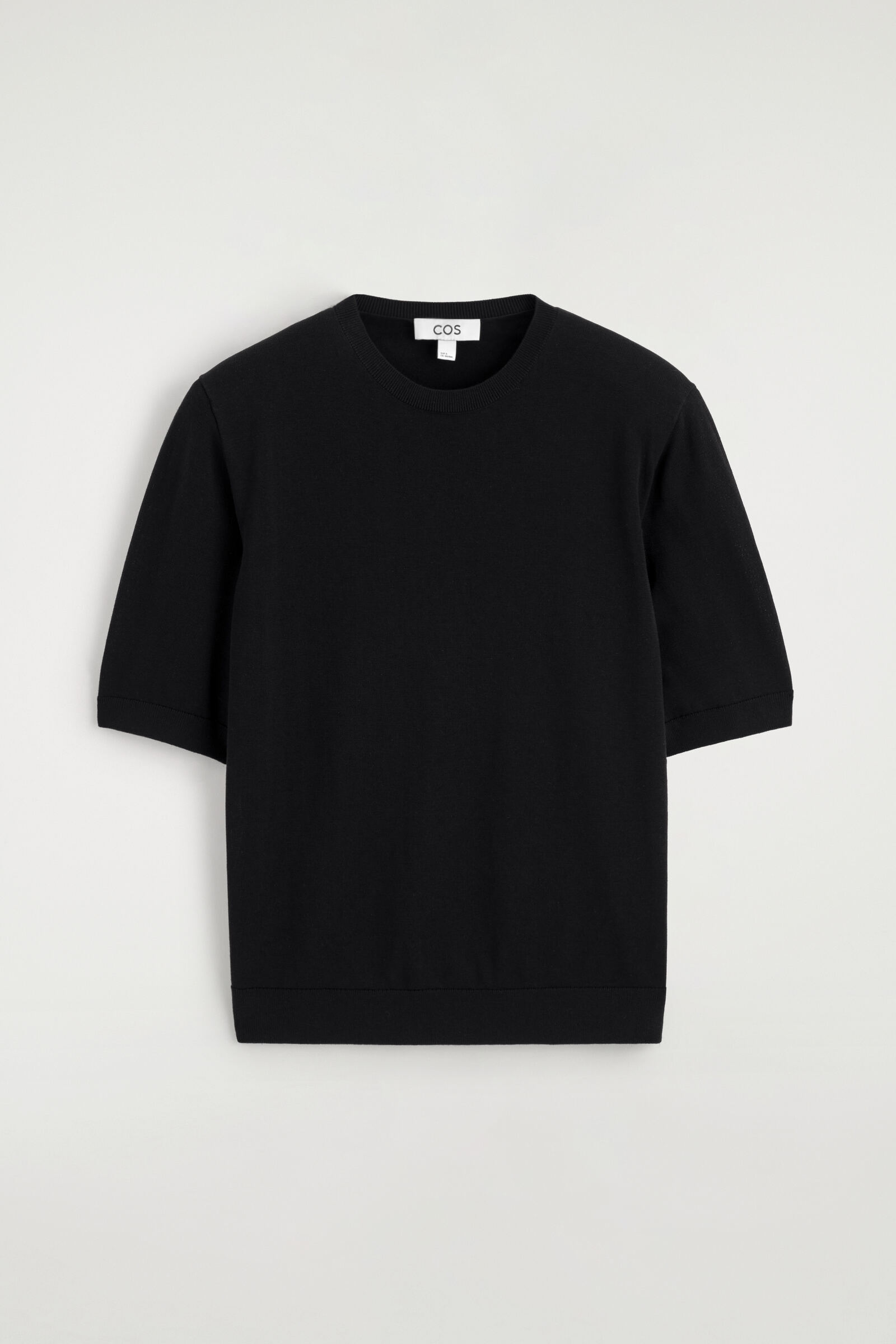 SCULPTED-SHOULDER SILK-COTTON T-SHIRTBLACK