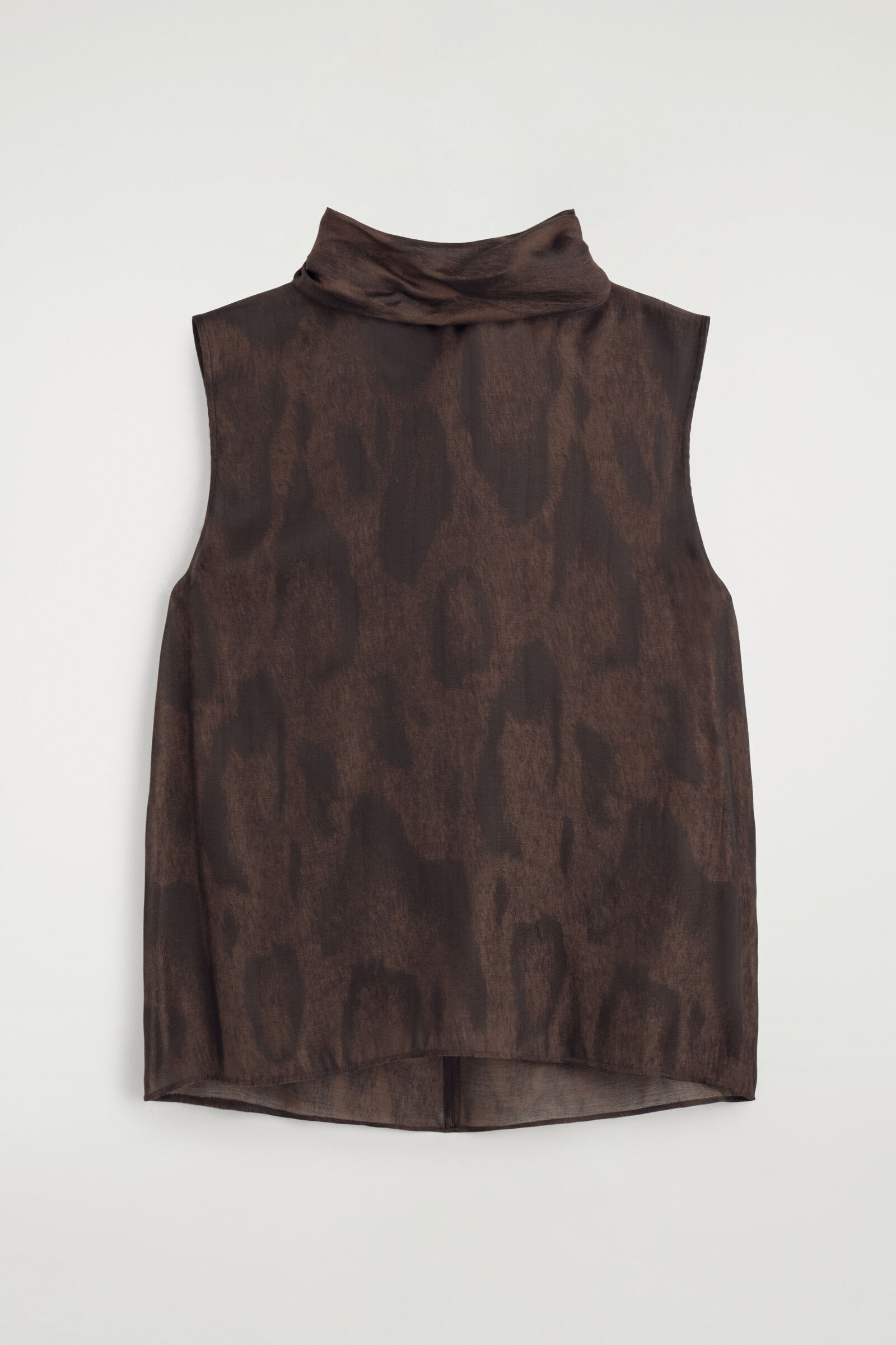 ANIMAL-JACQUARD SCARF-DETAIL BLOUSEBROWN / ANIMAL EFFECT