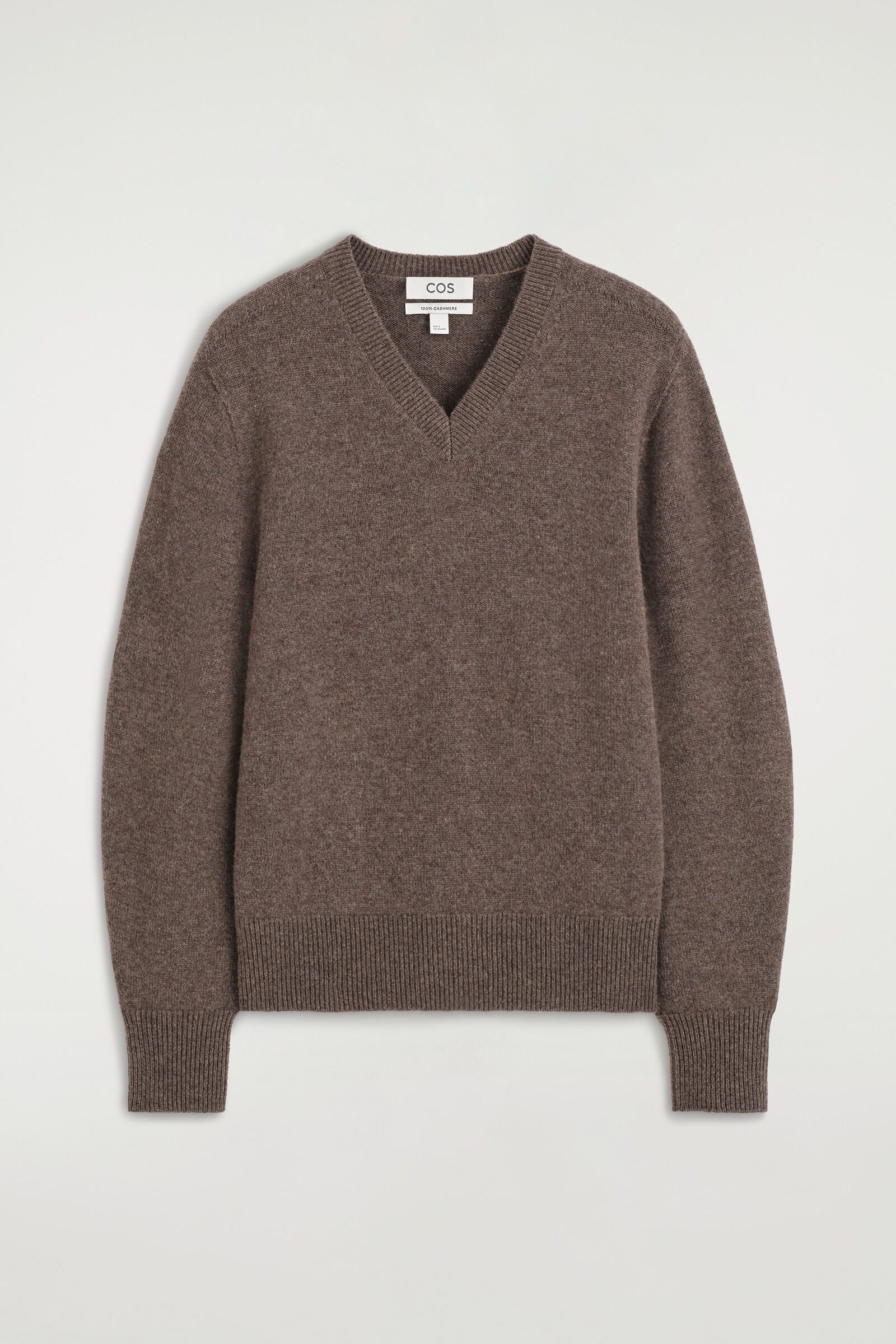 SCULPTED CASHMERE V-NECK JUMPERBROWN MÉLANGE