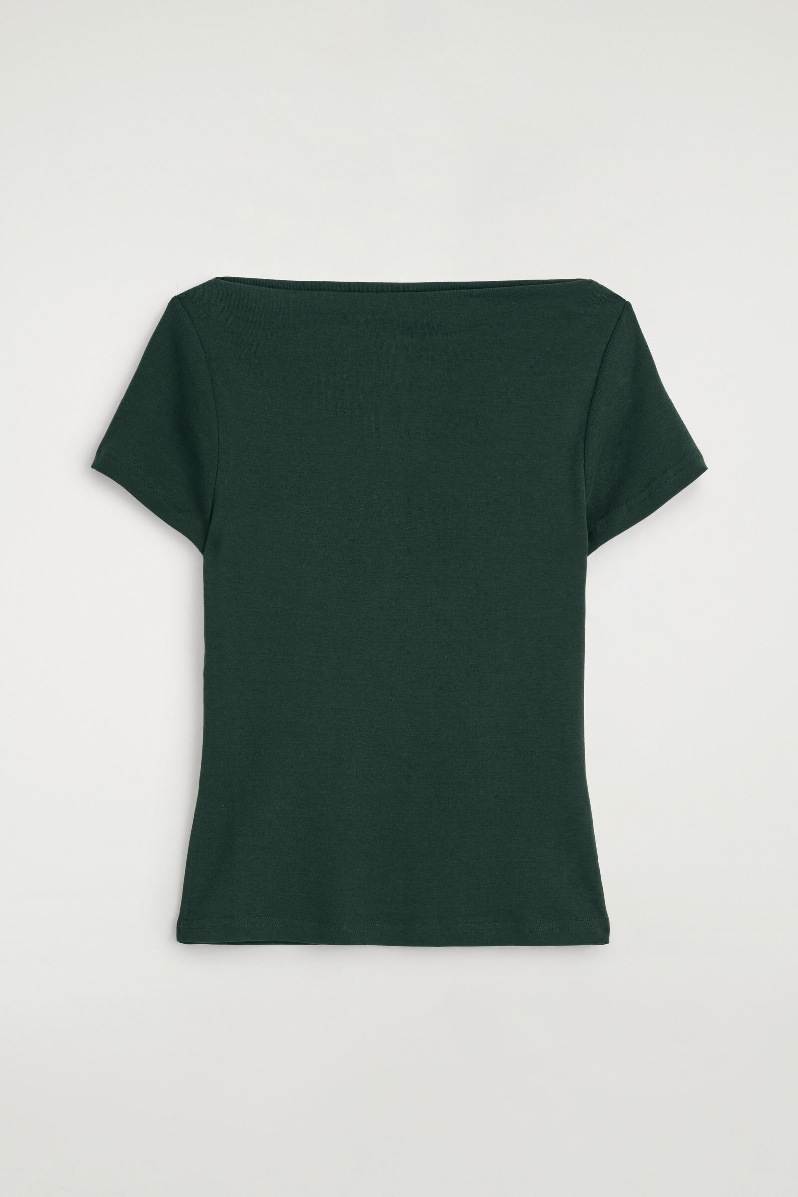 SLIM BOAT-NECK COTTON T-SHIRTDARK GREEN