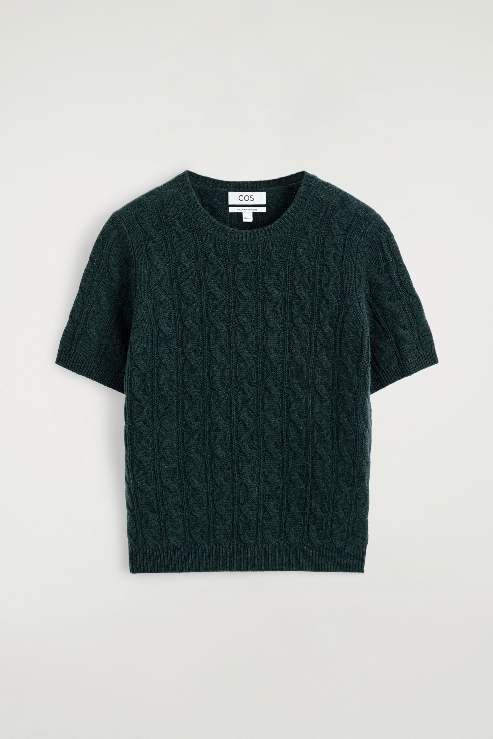 CABLE-KNIT CASHMERE T-SHIRTDARK GREEN