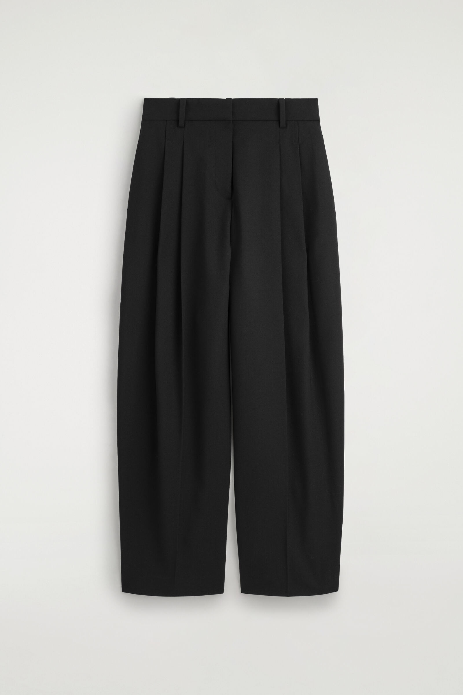 PLEATED WOOL-BLEND STRAIGHT-LEG TROUSERSBLACK