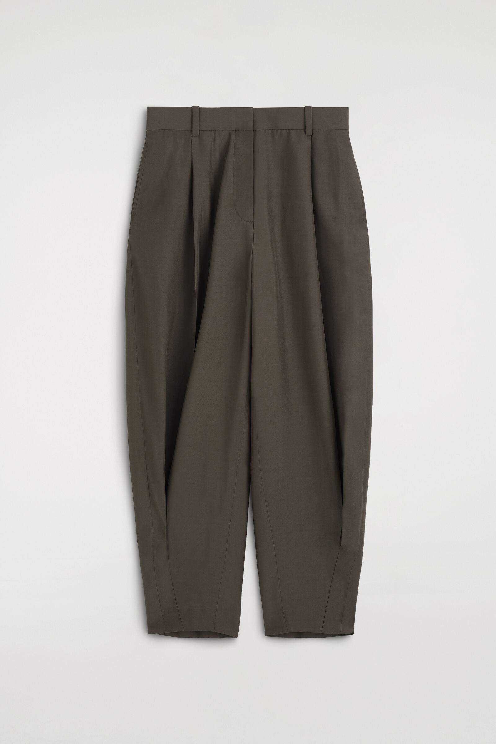 PLEATED BALLOON-LEG TROUSERSBROWN