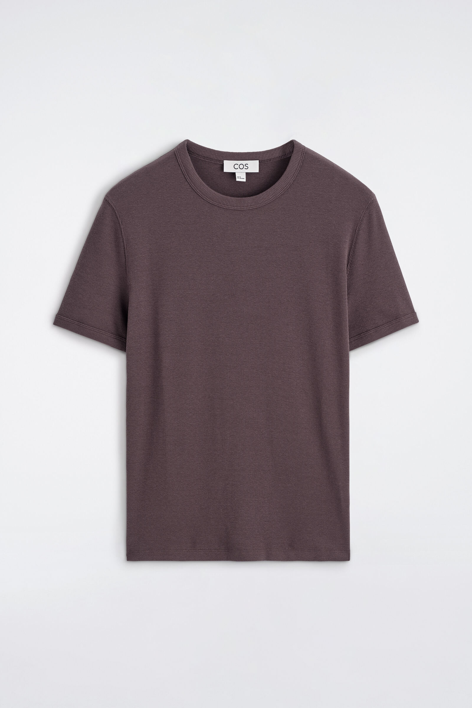 SLIM RIBBED COTTON T-SHIRTBROWN