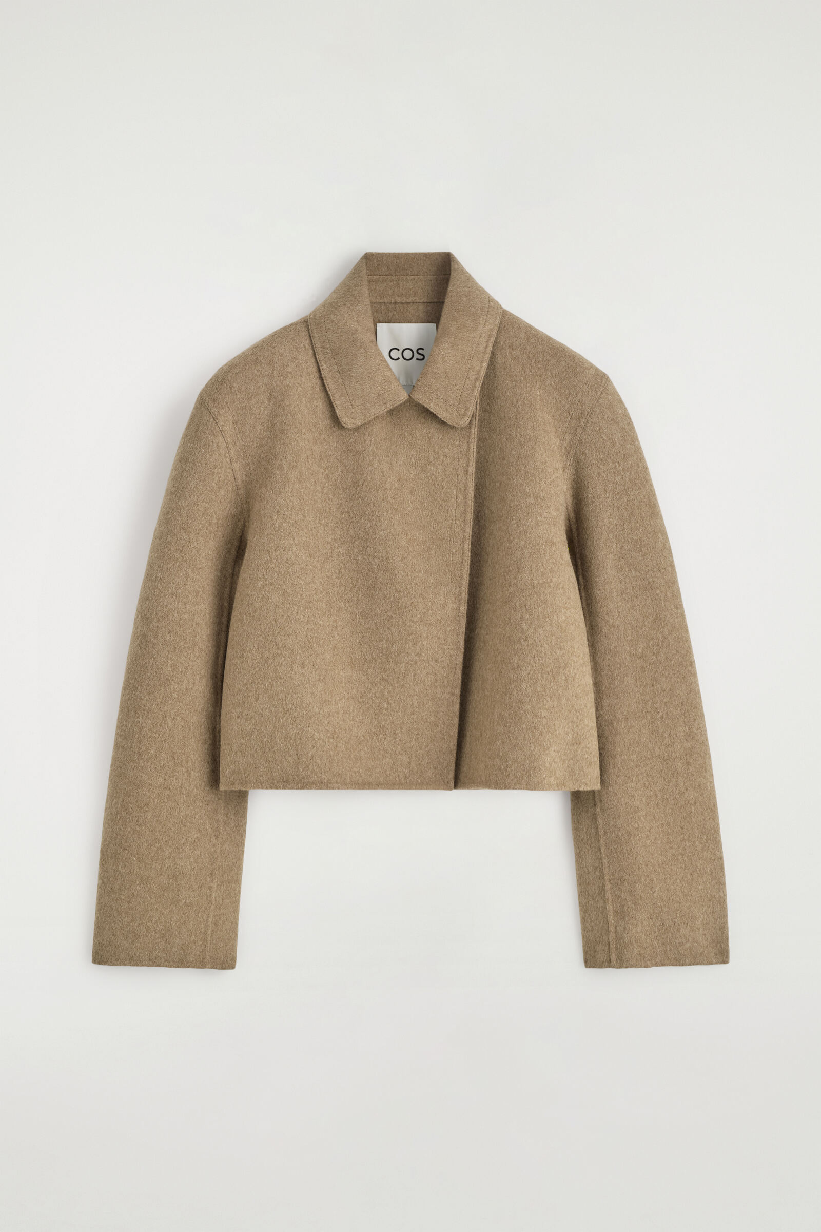 OVERSIZED CROPPED DOUBLE-FACED WOOL JACKETBEIGE