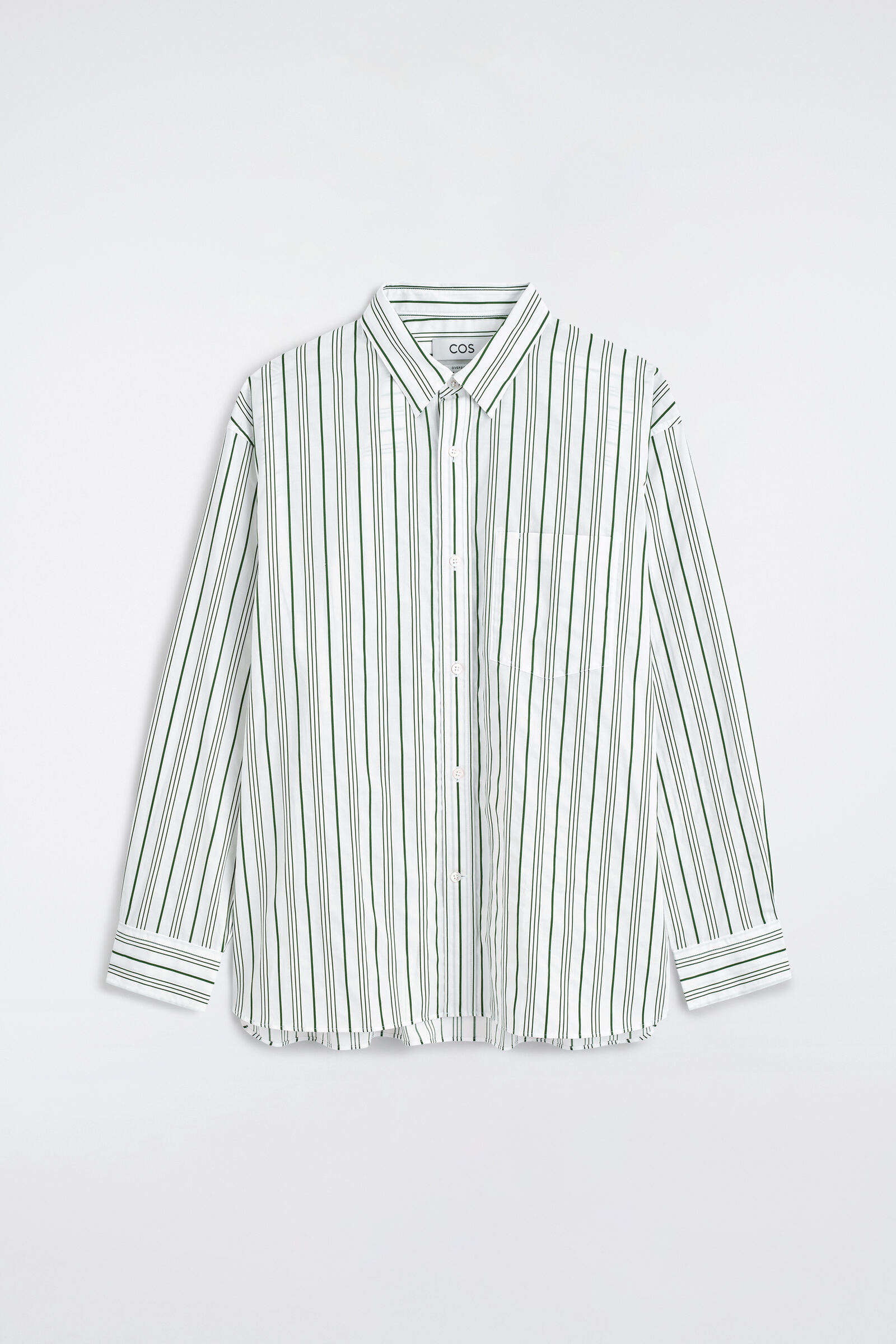 OVERSIZED STRIPED COTTON-POPLIN SHIRTWHITE / GREEN / STRIPED