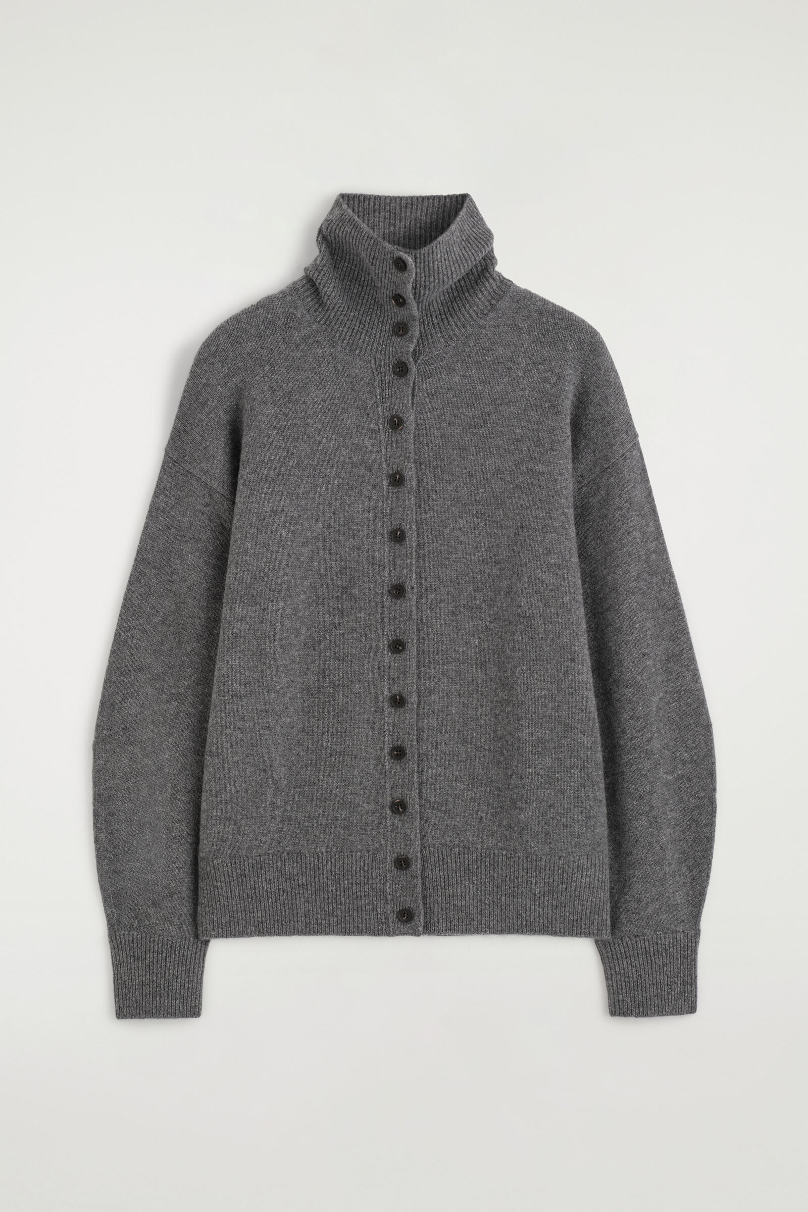 SCULPTED CASHMERE FUNNEL-NECK CARDIGANGREY MÉLANGE
