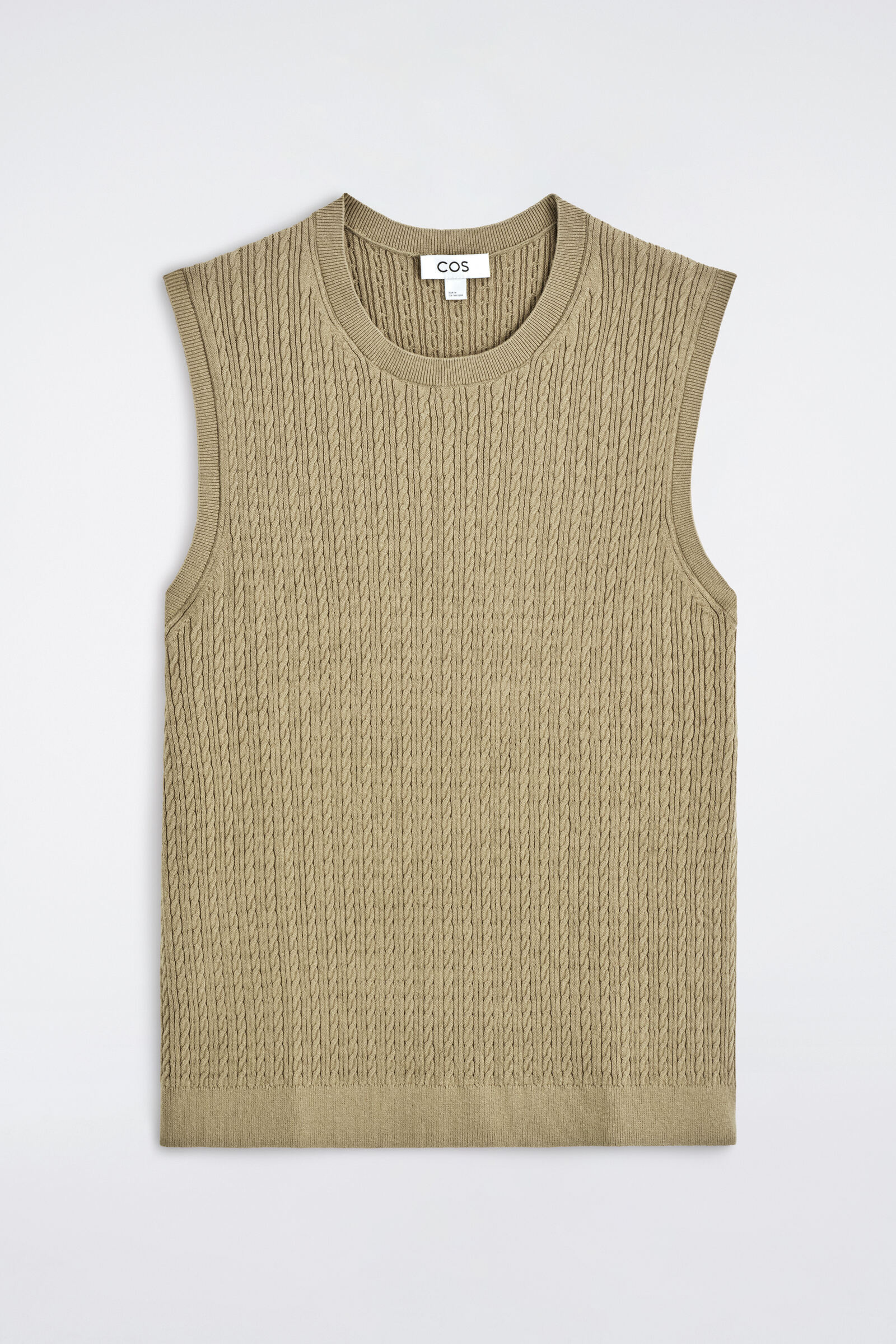CABLE-KNIT COTTON-LINEN TANK TOPBEIGE