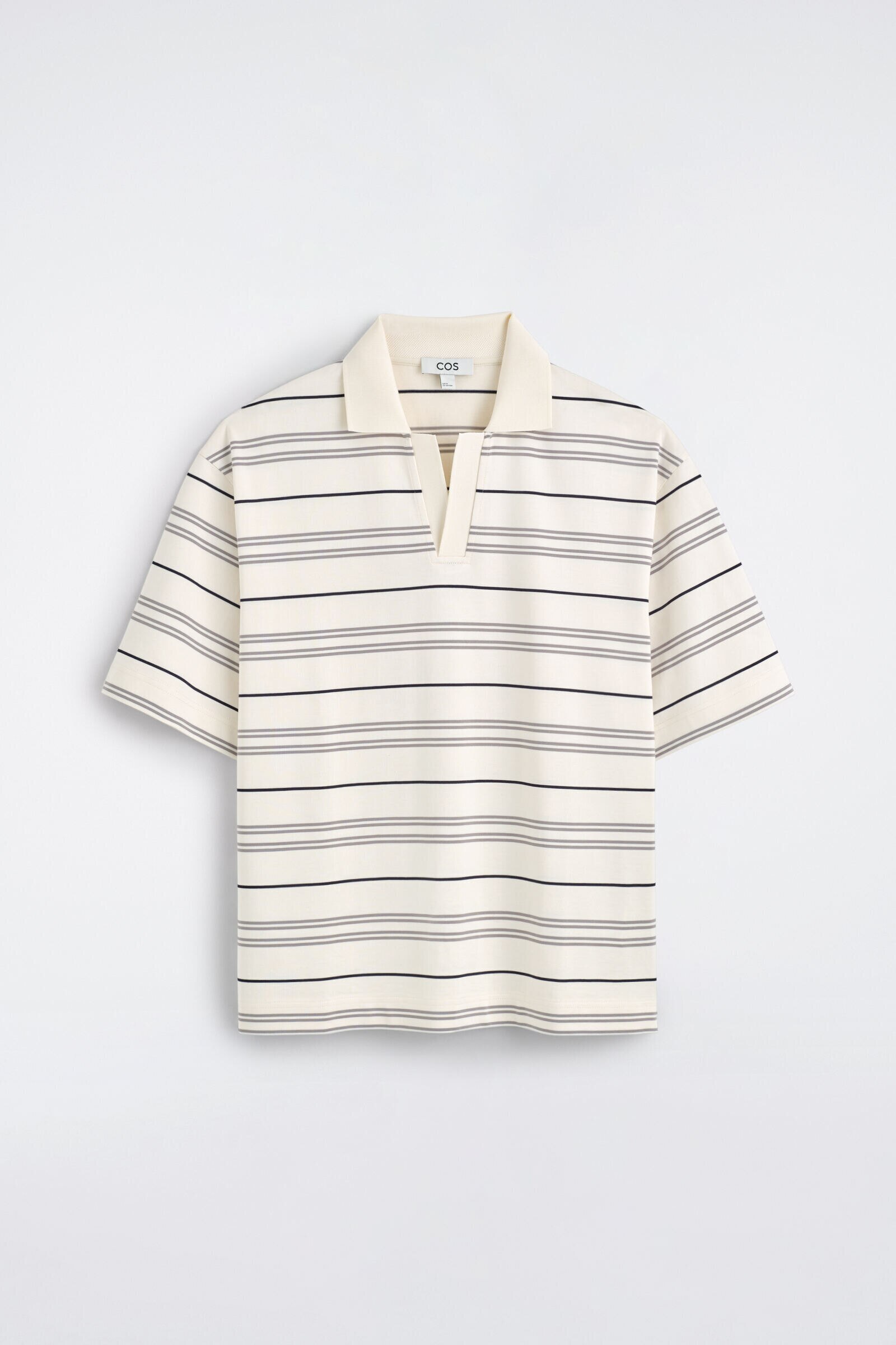 STRIPED OPEN-COLLAR POLO SHIRTIVORY / STRIPED