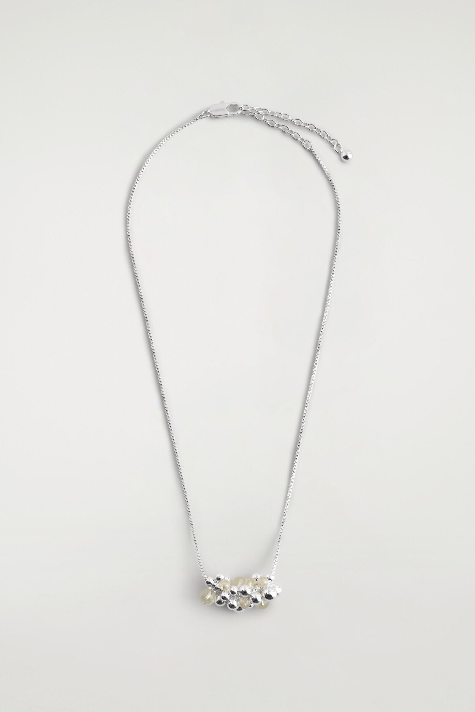 CLUSTERED BEADED NECKLACESILVER
