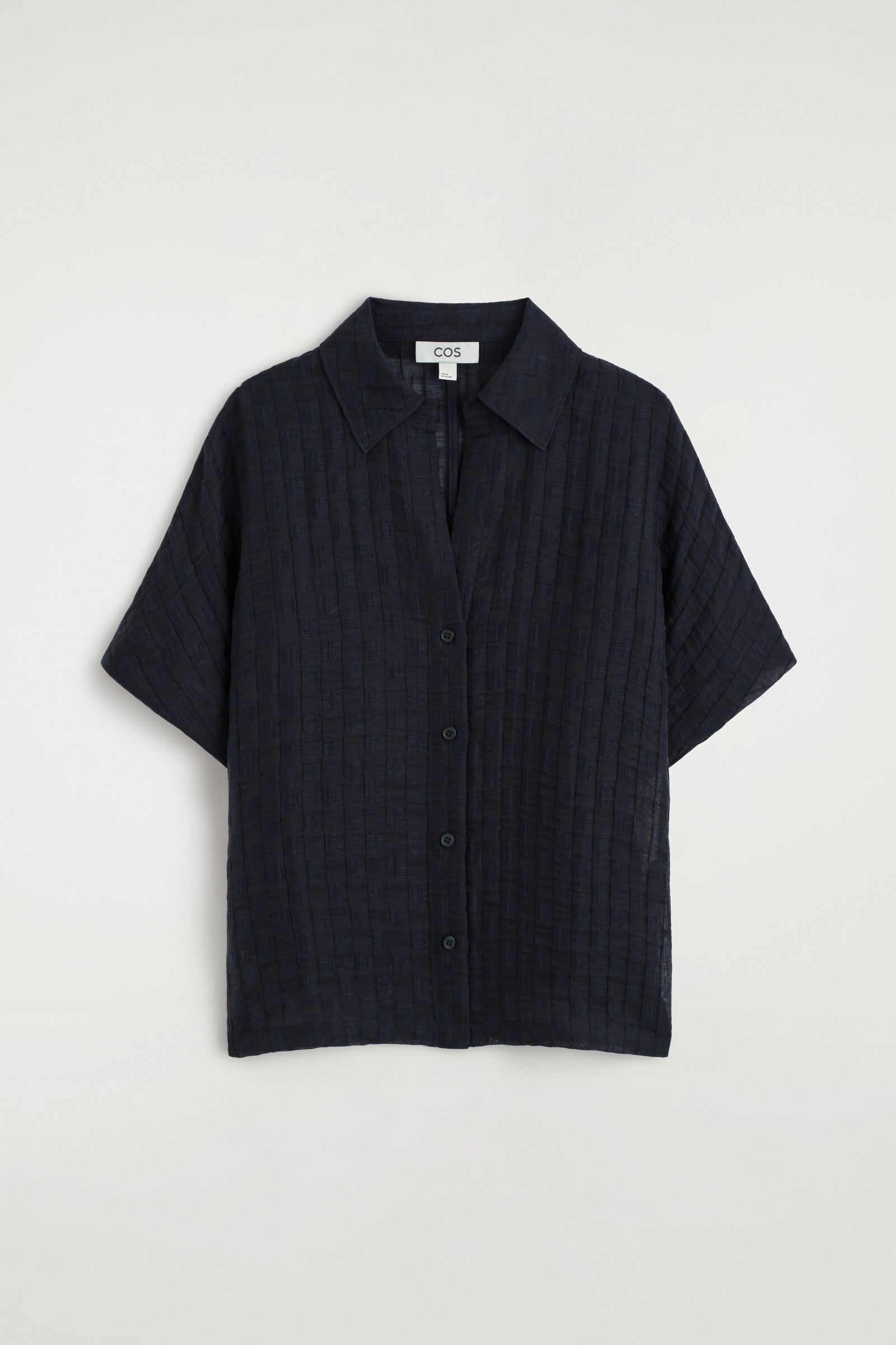 POLKA-DOT LINEN-BLEND JACQUARD SHIRTNAVY