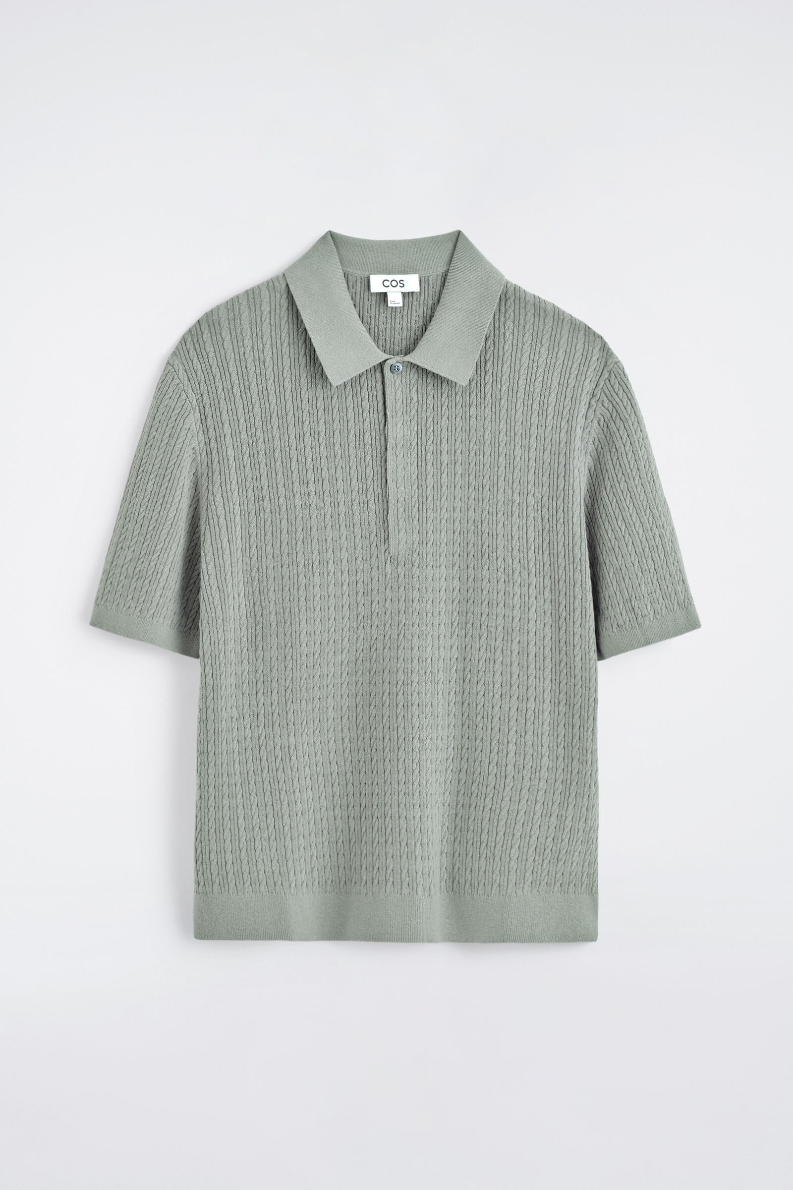 CABLE-KNIT COTTON-LINEN POLO SHIRTGREY