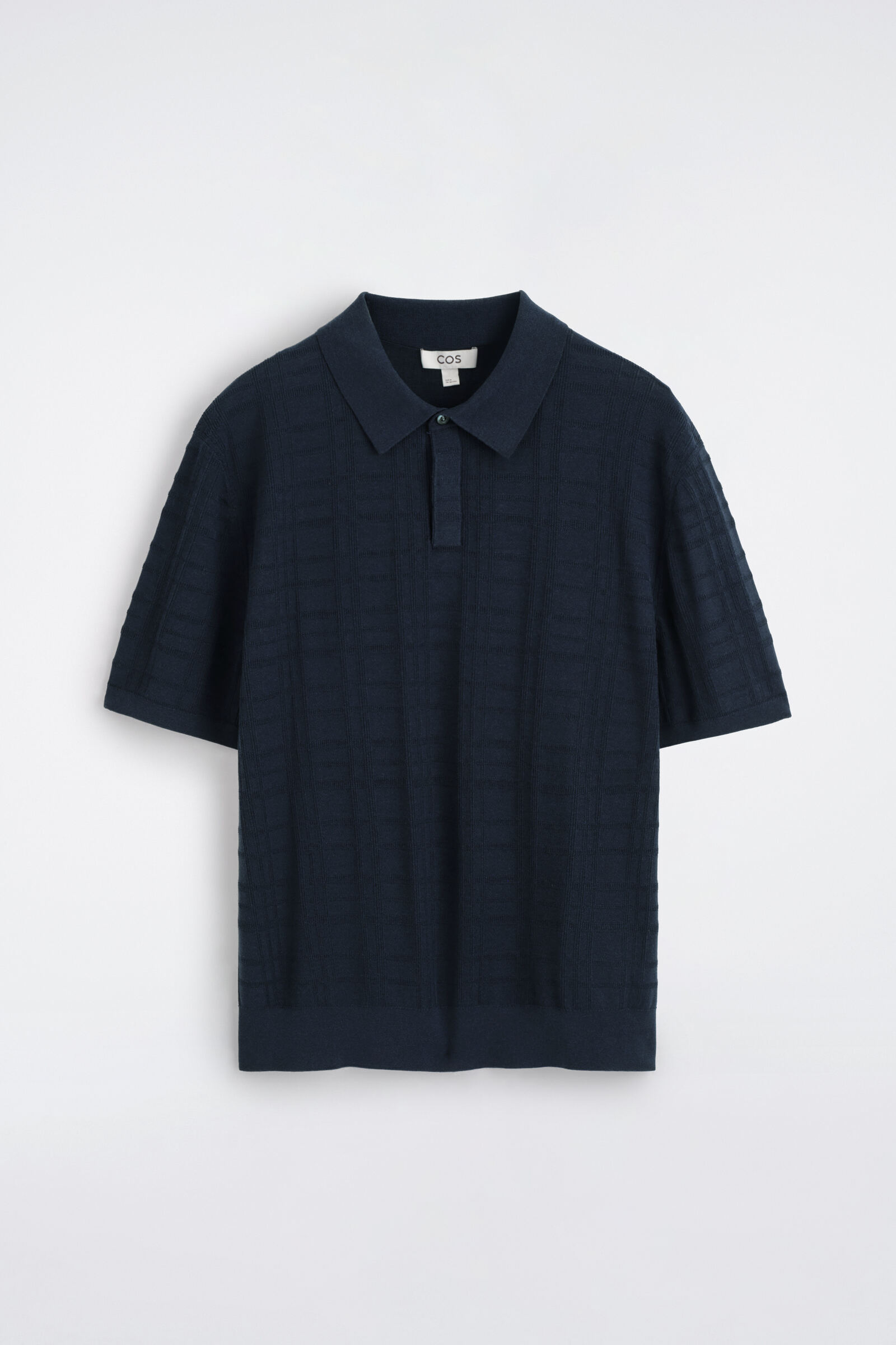 CHECKED JACQUARD-KNIT POLO SHIRTNAVY / CHECKED