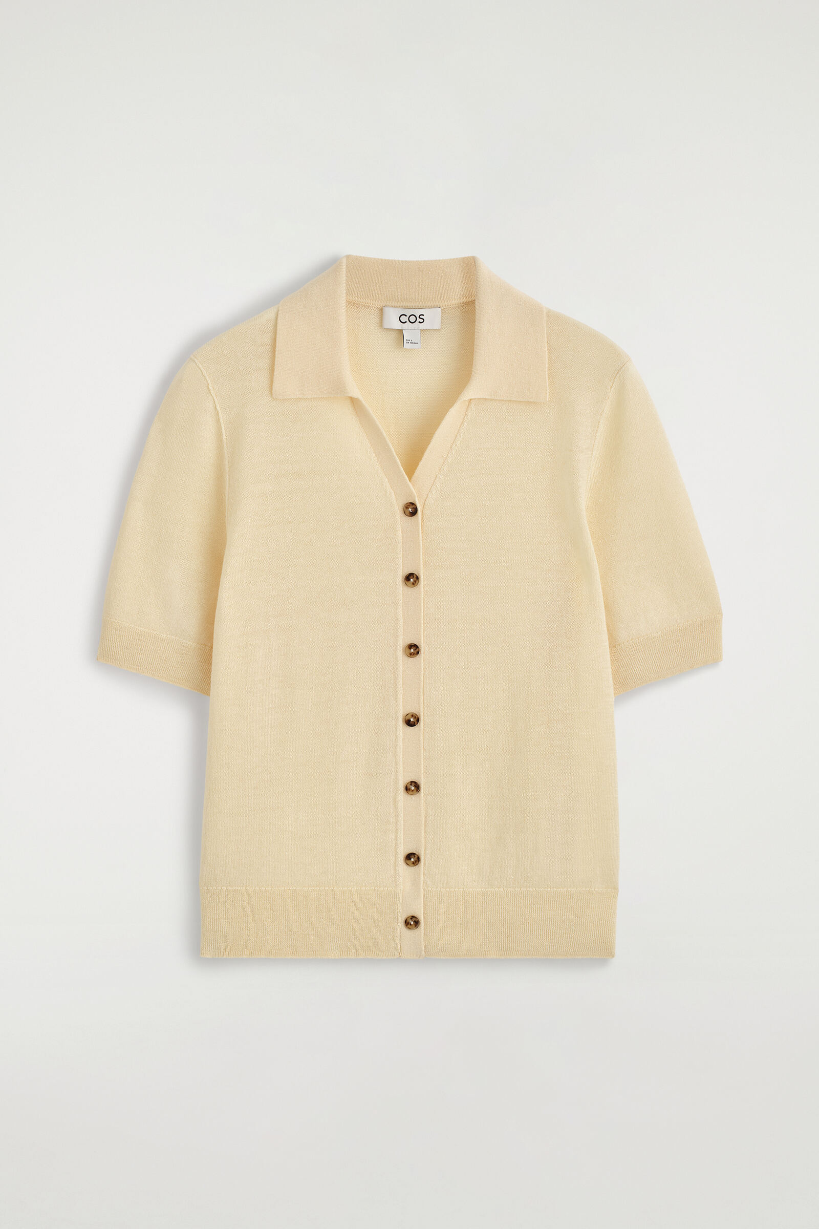 KNITTED LINEN-MERINO SHORT-SLEEVED SHIRTYELLOW