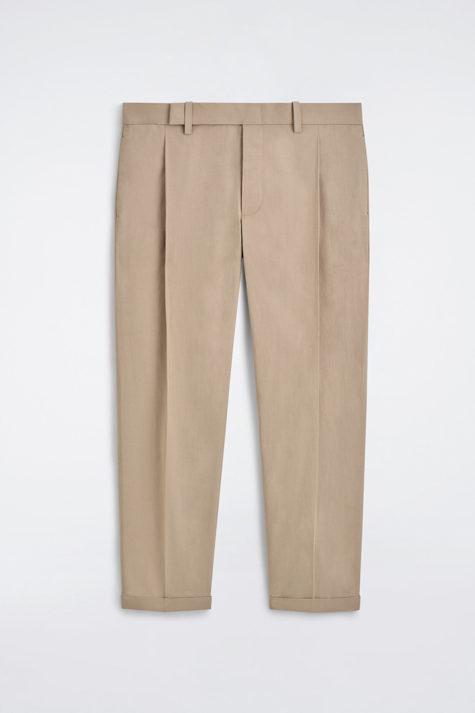 COTTON REGULAR-FIT STRAIGHT-LEG TROUSERSBEIGE