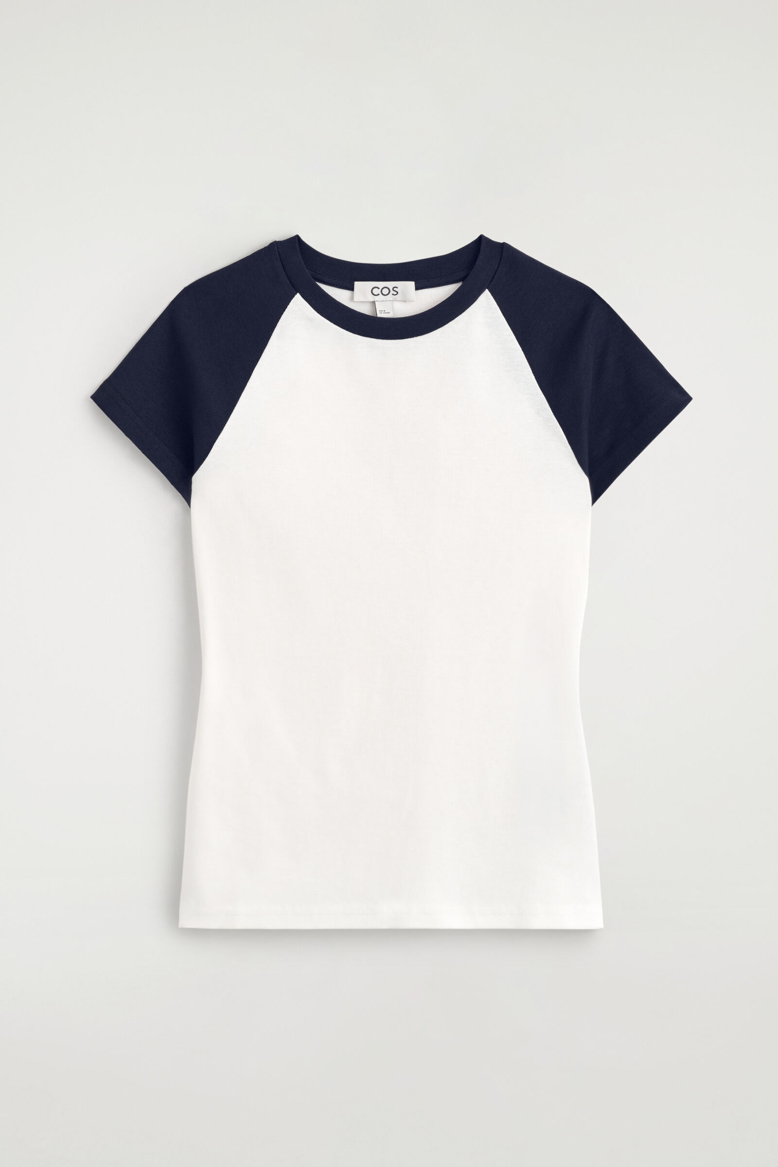 SLIM COTTON RAGLAN T-SHIRTWHITE / NAVY