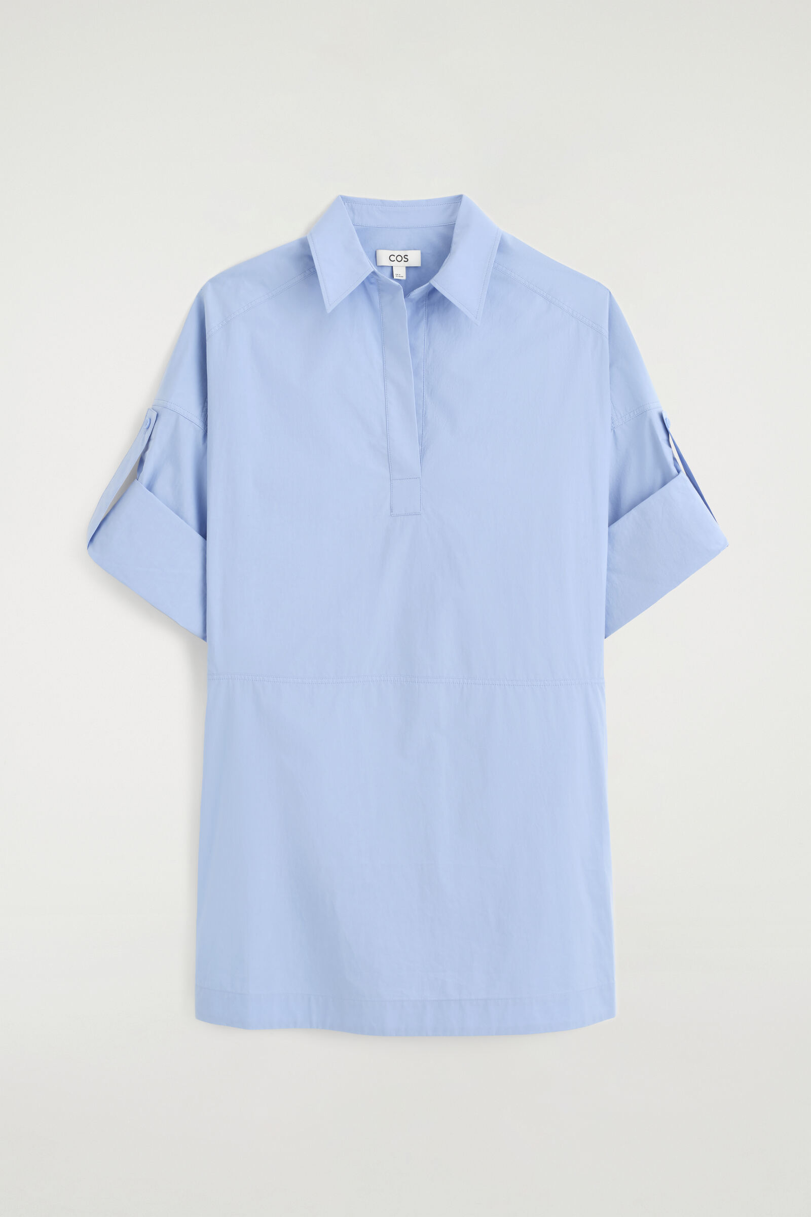 COTTON-POPLIN SHORT-SLEEVED SHIRT DRESSBLUE