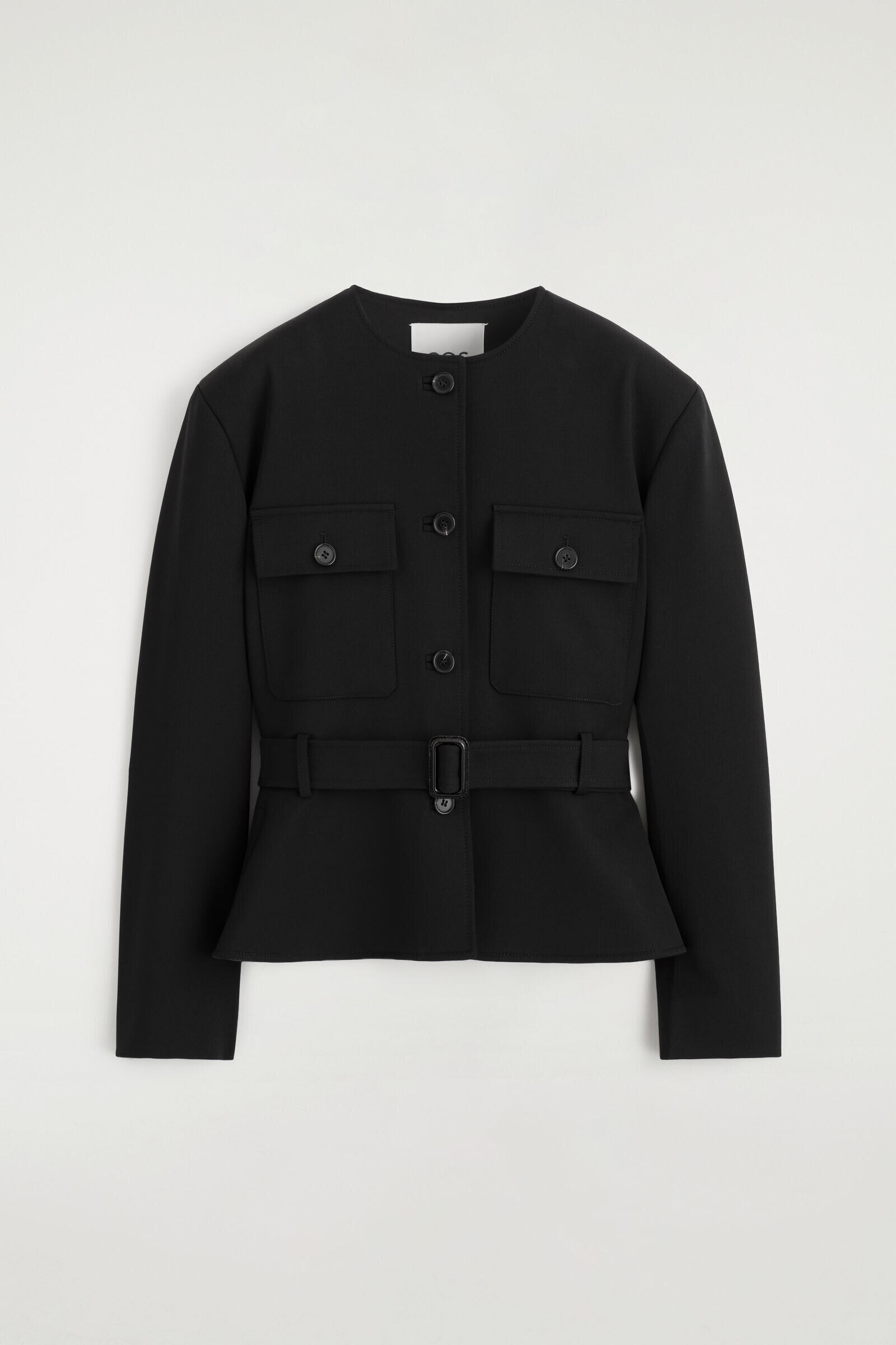 BELTED PEPLUM JACKETBLACK
