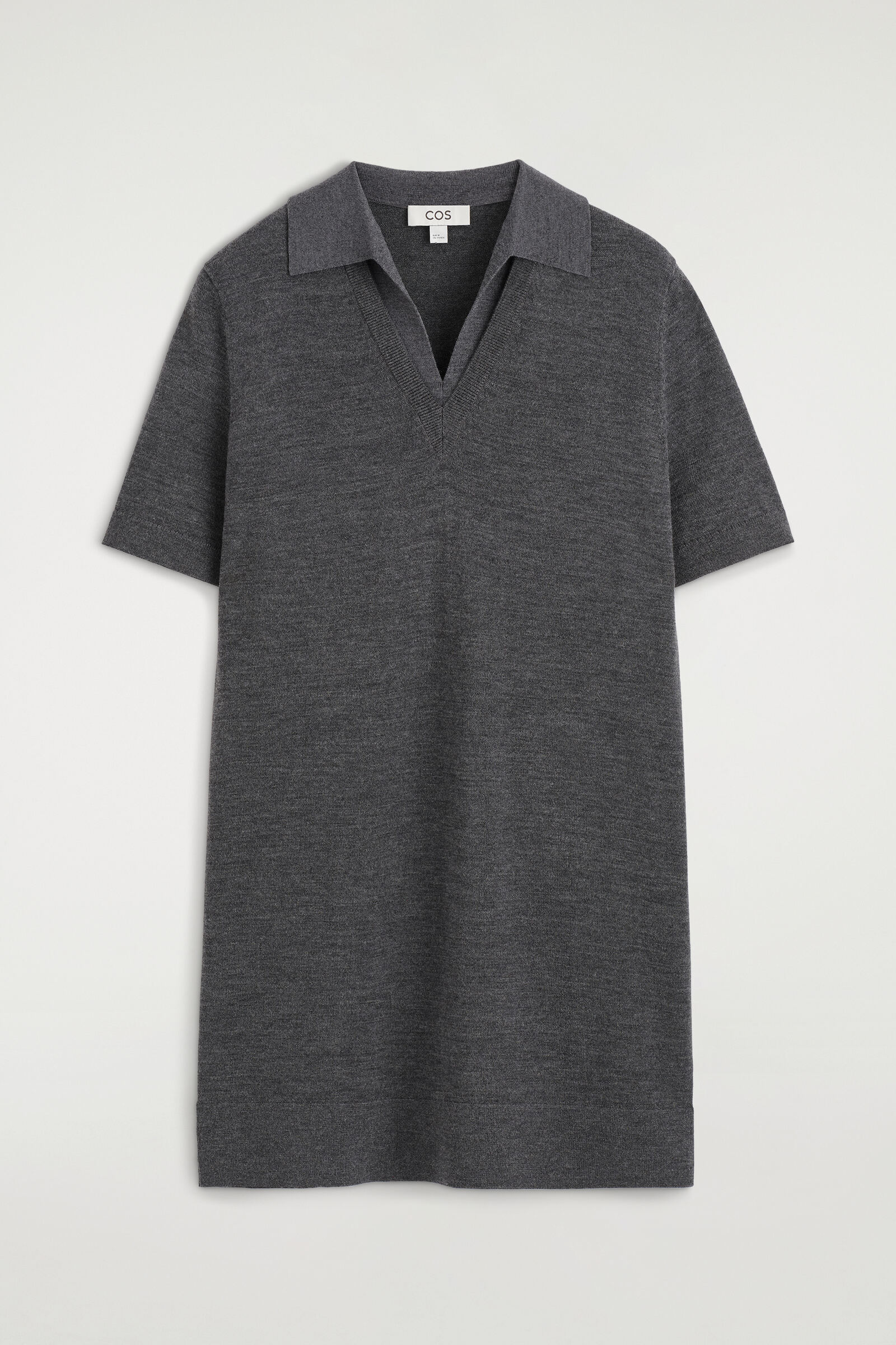 MERINO WOOL MINI POLO DRESSGREY MÉLANGE