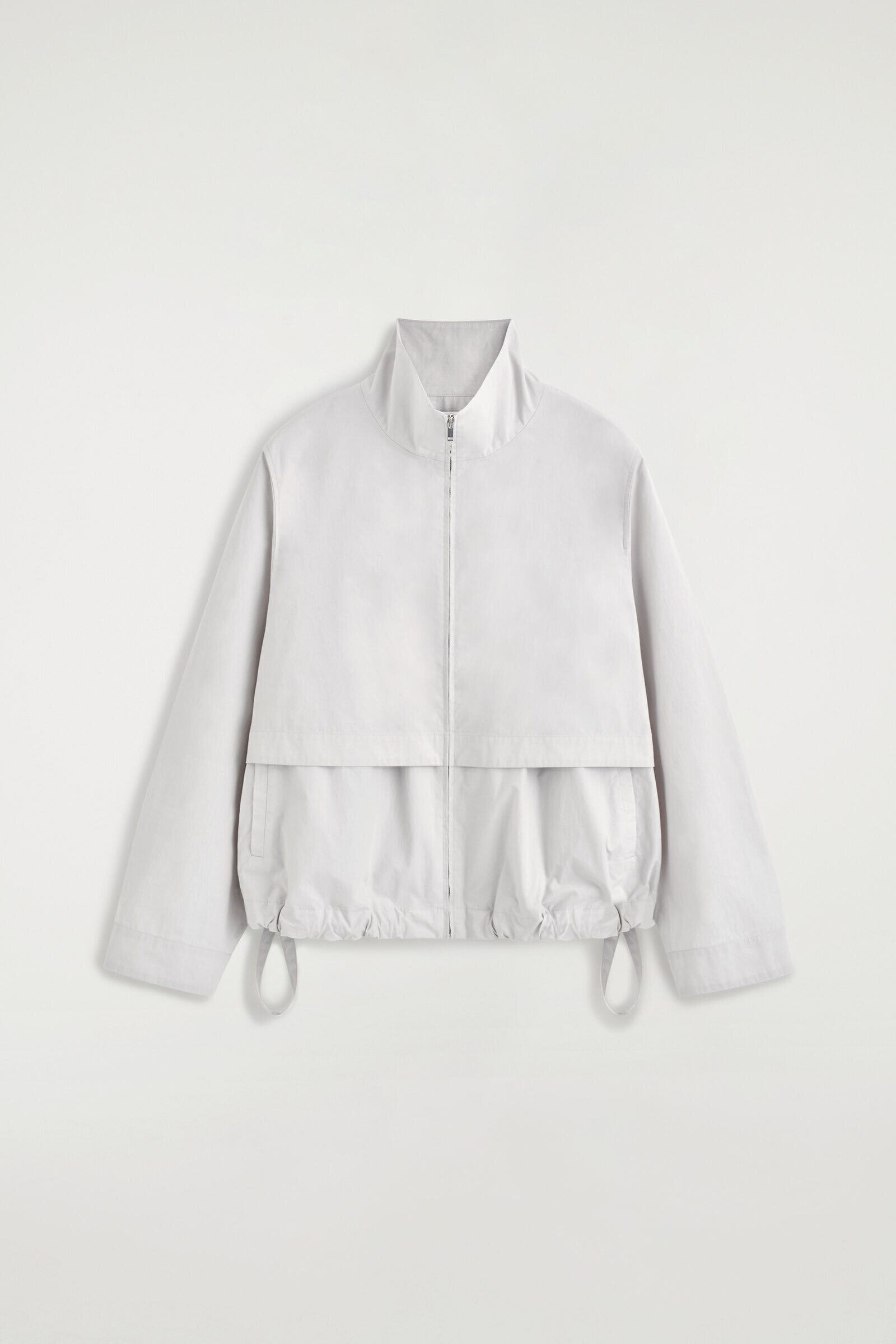FUNNEL-NECK COTTON DRAWSTRING JACKETLIGHT GREY