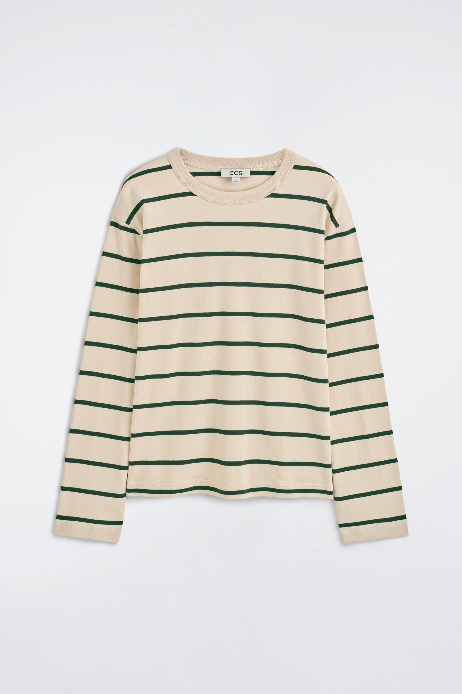 RELAXED JERSEY INTERLOCK LONG-SLEEVED T-SHIRTIVORY / GREEN / STRIPED