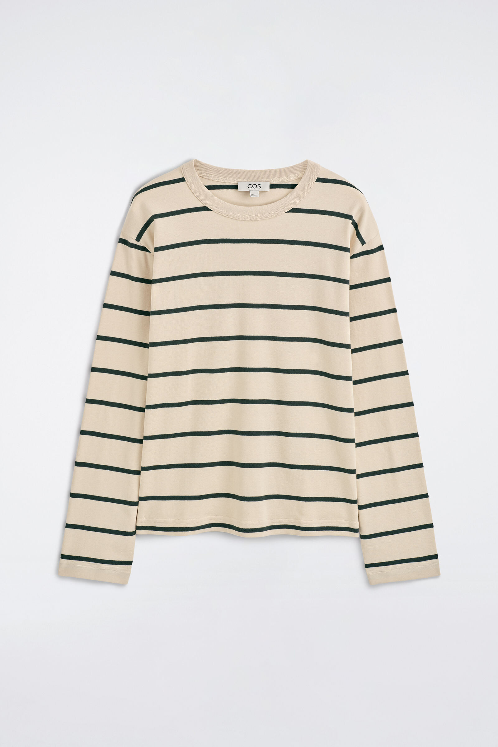 RELAXED JERSEY INTERLOCK LONG-SLEEVED T-SHIRTIVORY / GREEN / STRIPED