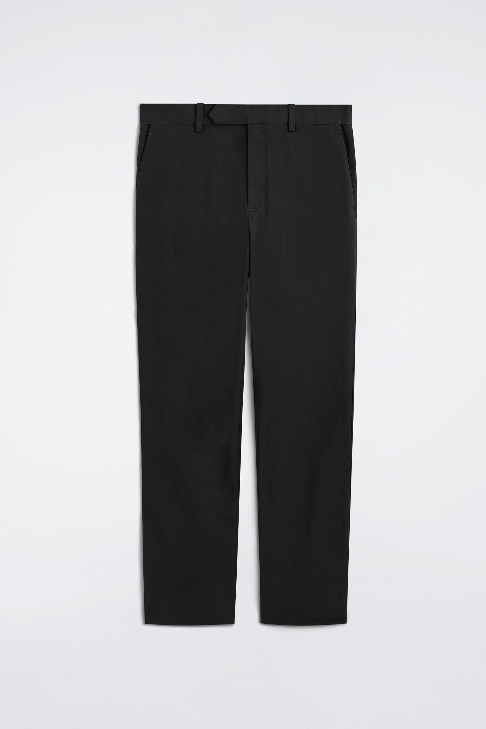 COTTON-BLEND SLIM-FIT STRAIGHT-LEG TROUSERSBLACK