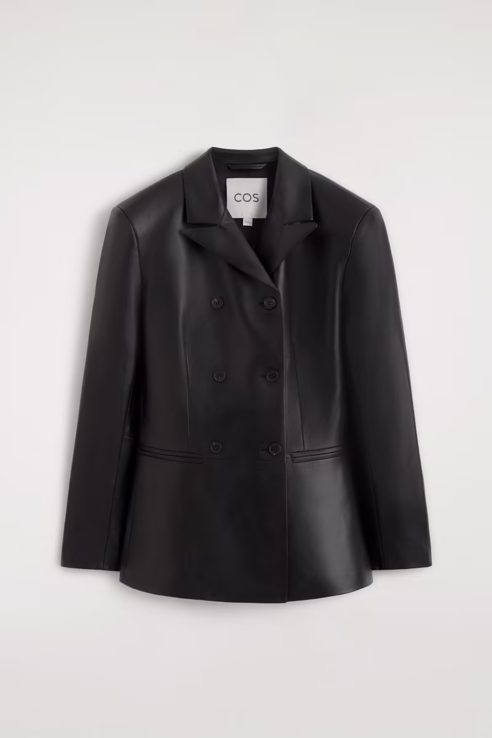 LEATHER DOUBLE-BREASTED BLAZERBLACK