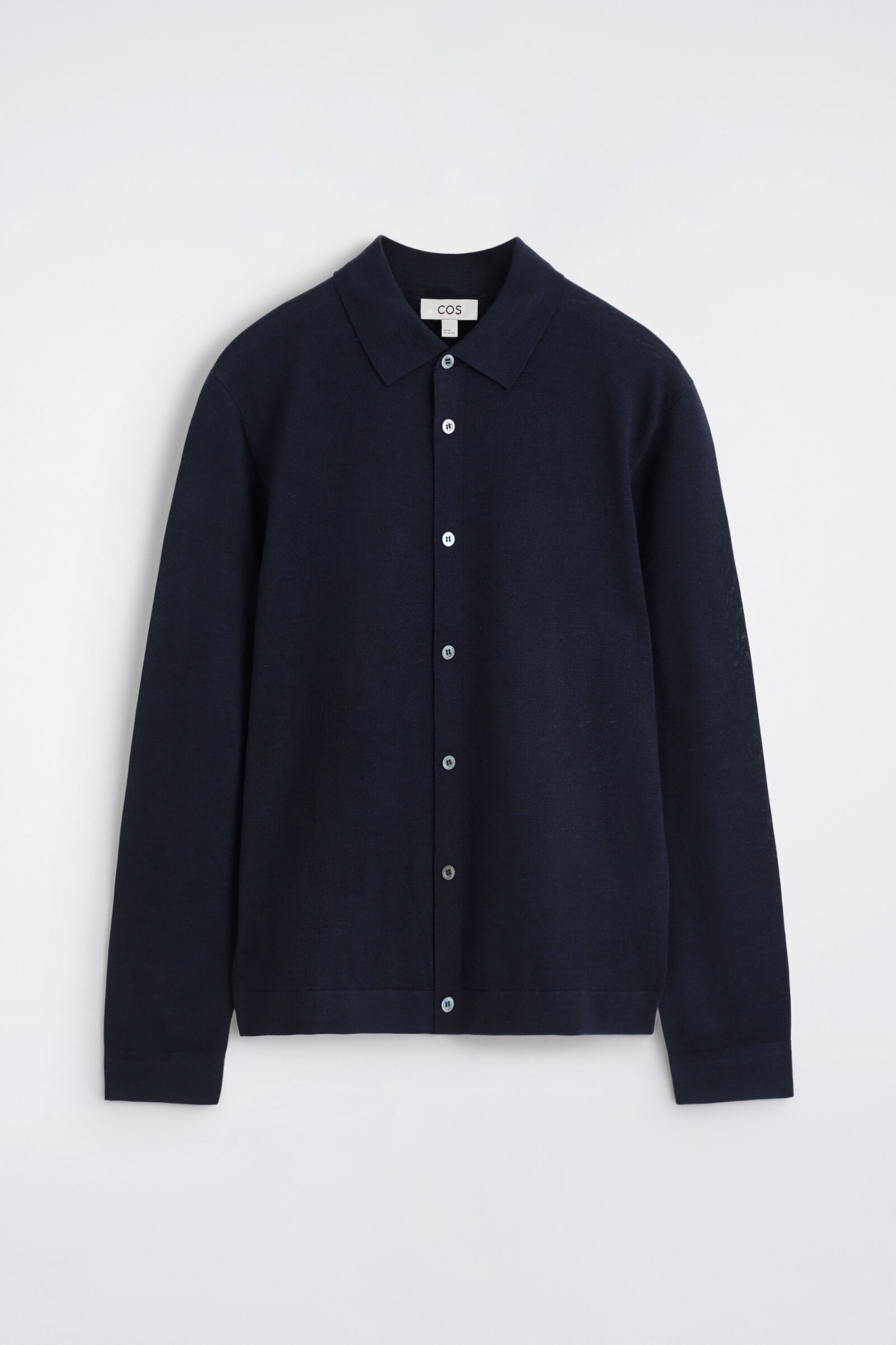 KNITTED MERINO WOOL SHIRTNAVY MÉLANGE