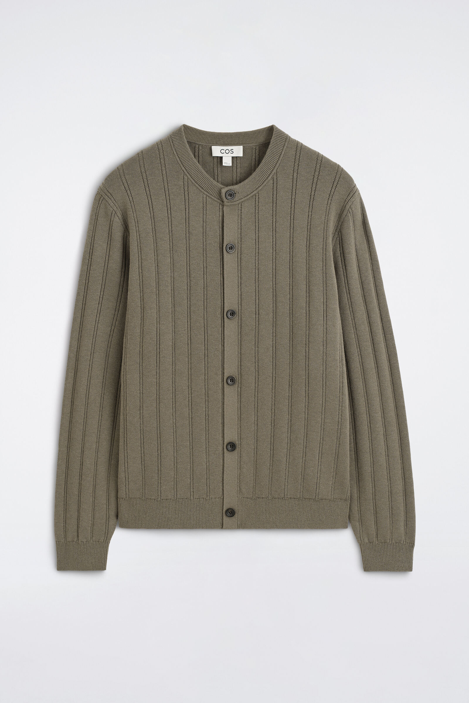 RIBBED WOOL-COTTON CARDIGANKHAKI