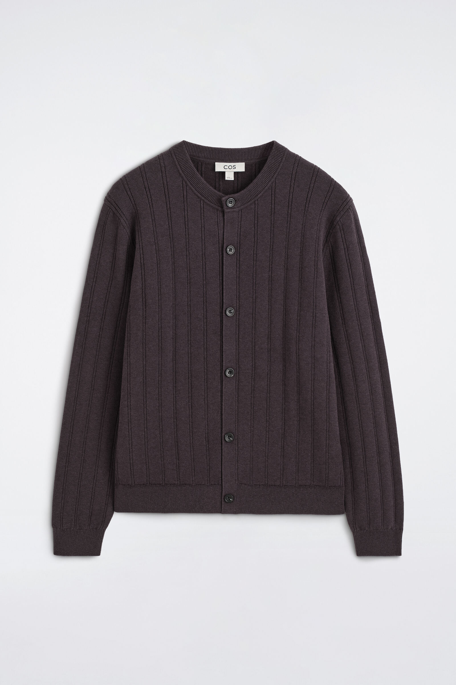 RIBBED WOOL-COTTON CARDIGANBROWN