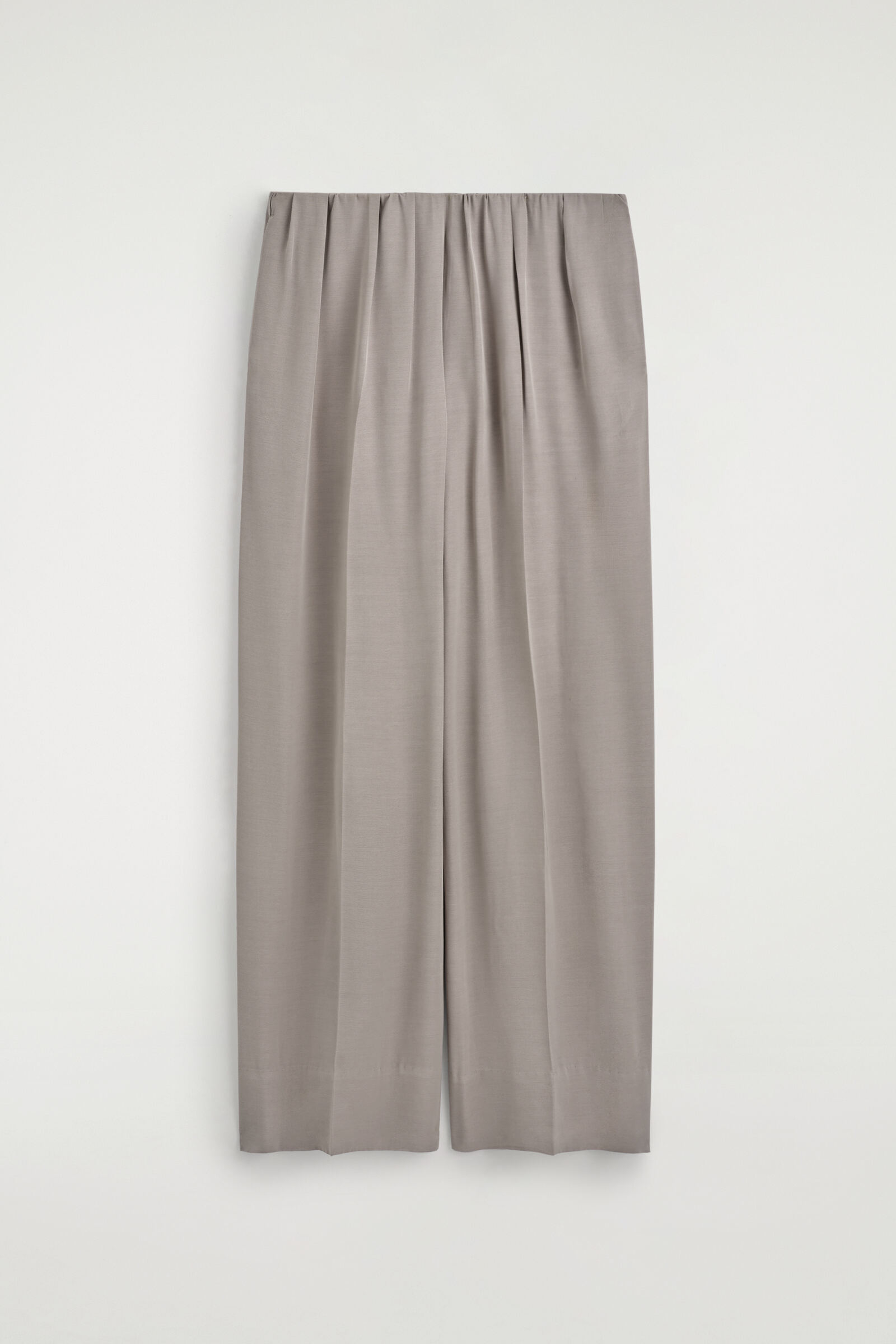 ELASTICATED TWILL STRAIGHT-LEG TROUSERSLIGHT GREY