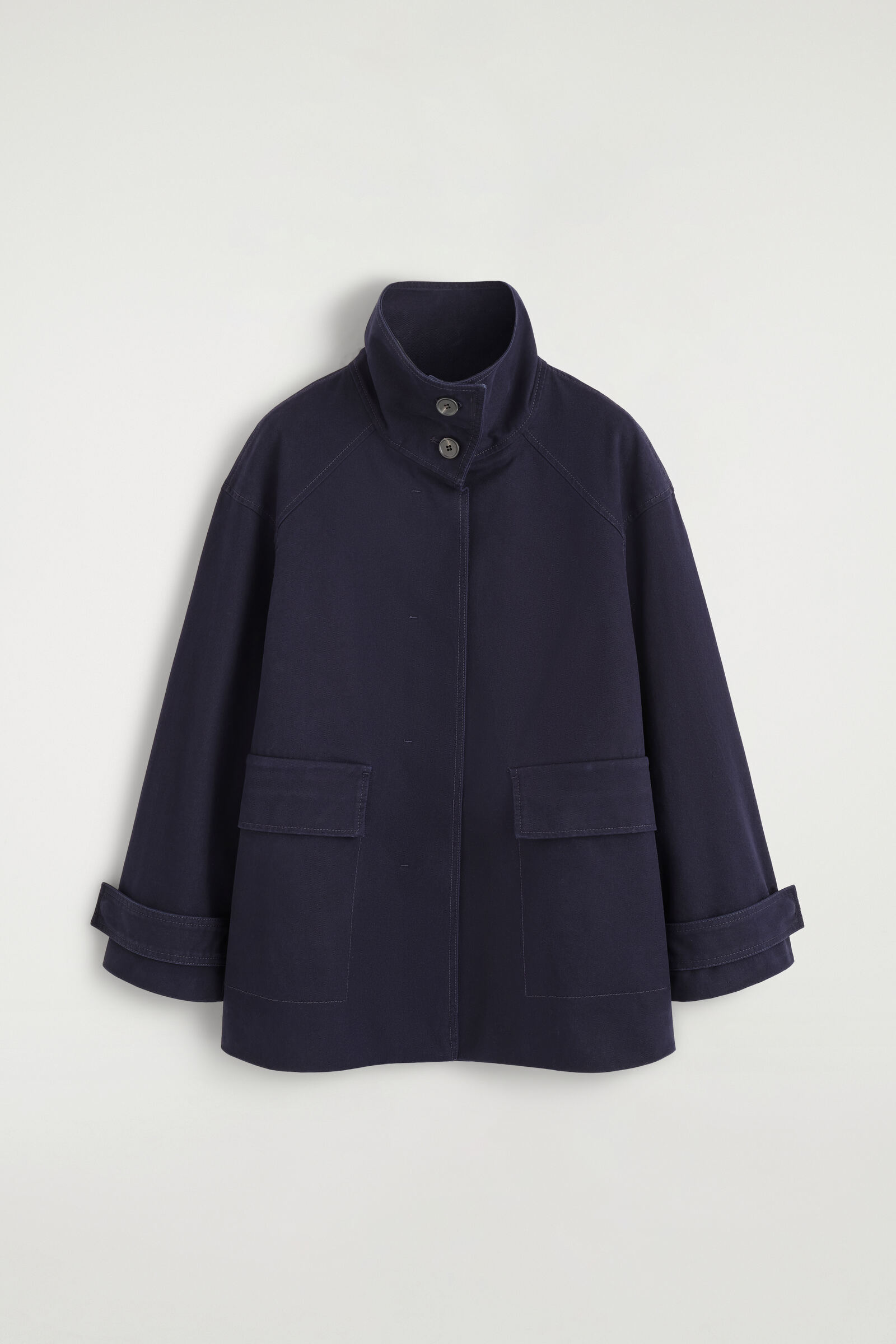 COTTON-TWILL FUNNEL-NECK JACKETNAVY