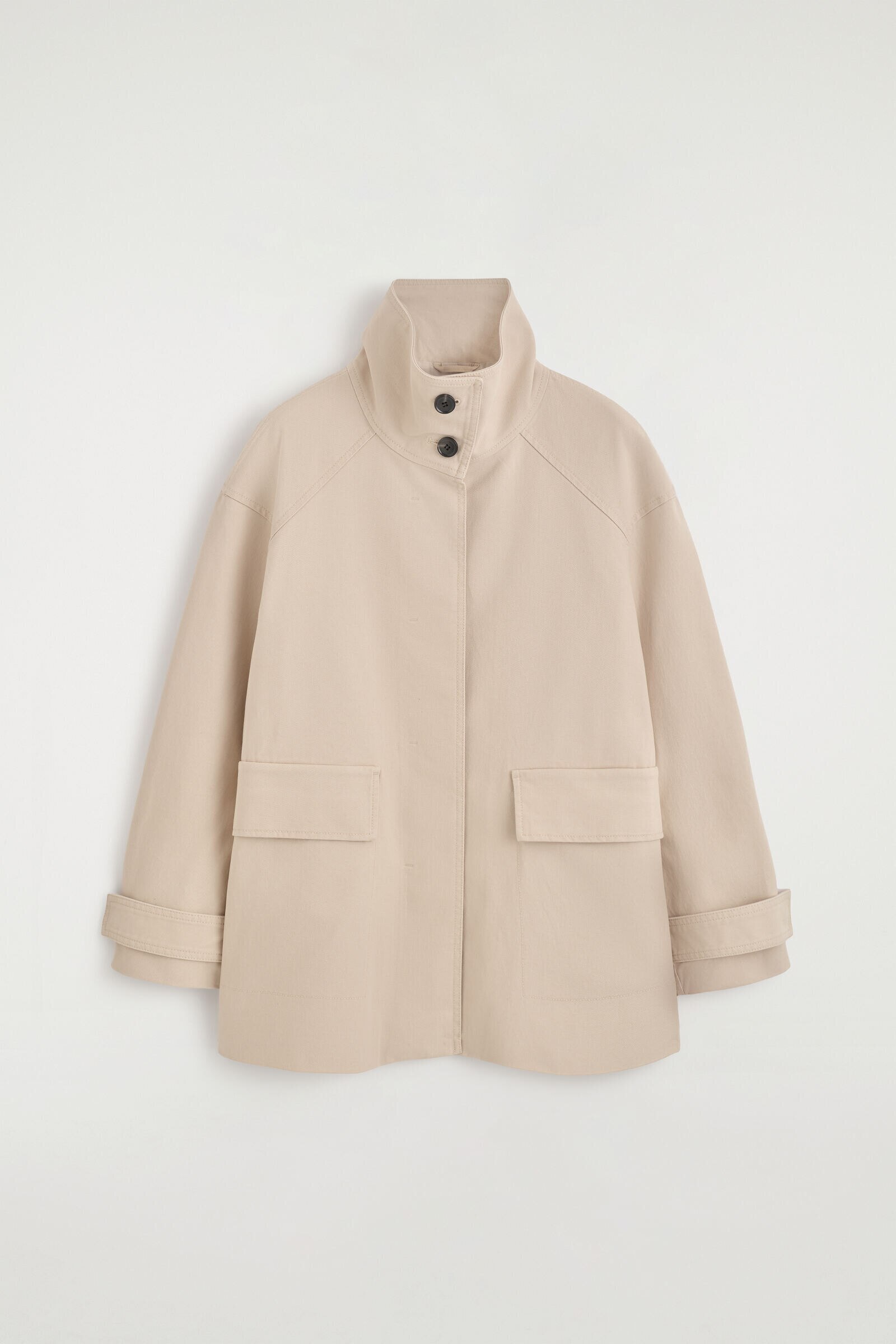 COTTON-TWILL FUNNEL-NECK JACKETLIGHT BEIGE