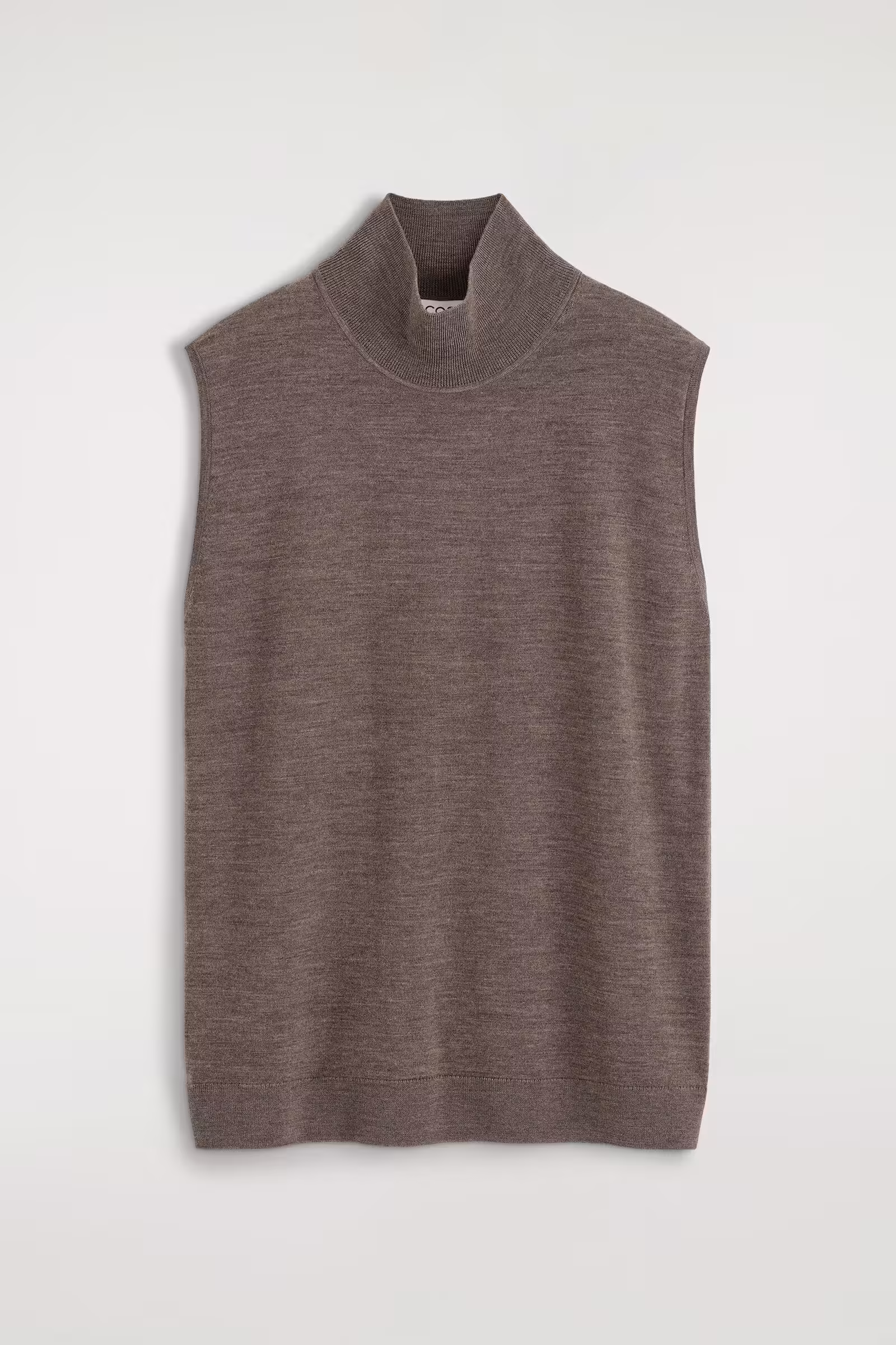 MERINO WOOL FUNNEL-NECK VESTBEIGE MÉLANGE