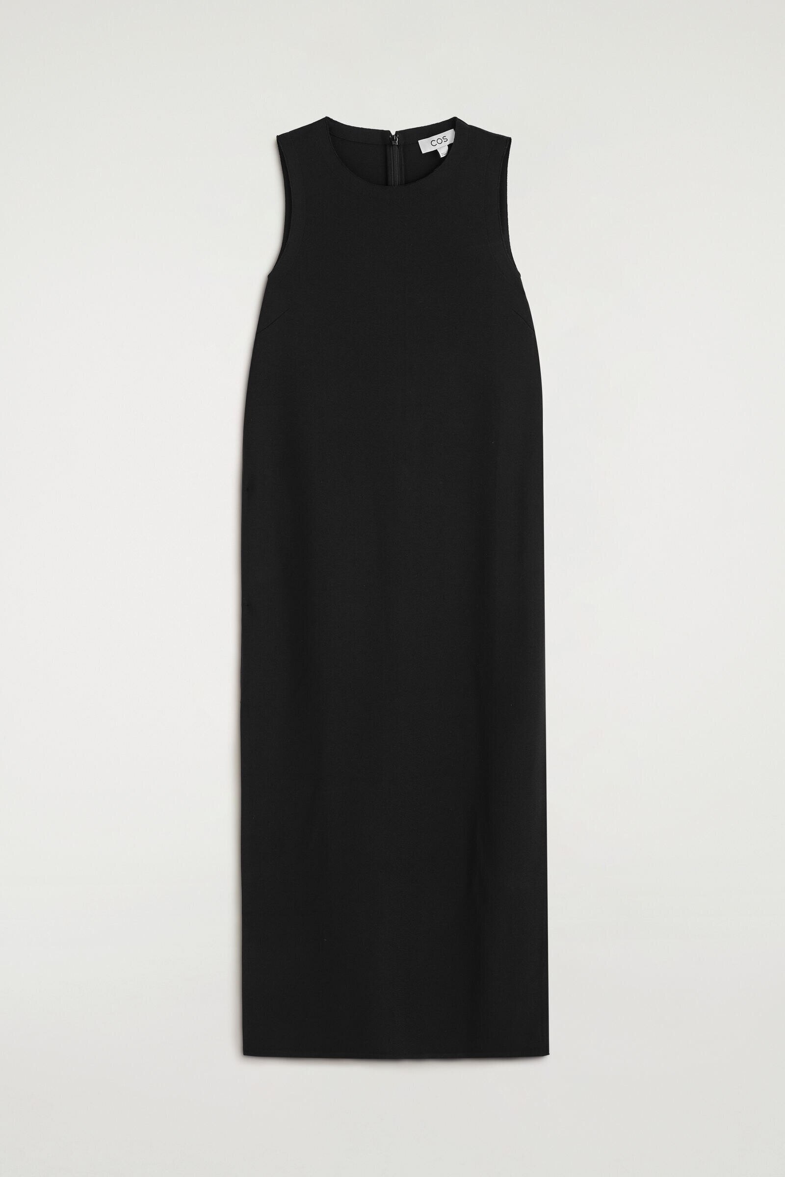 SLEEVELESS CREPE MIDI DRESSBLACK