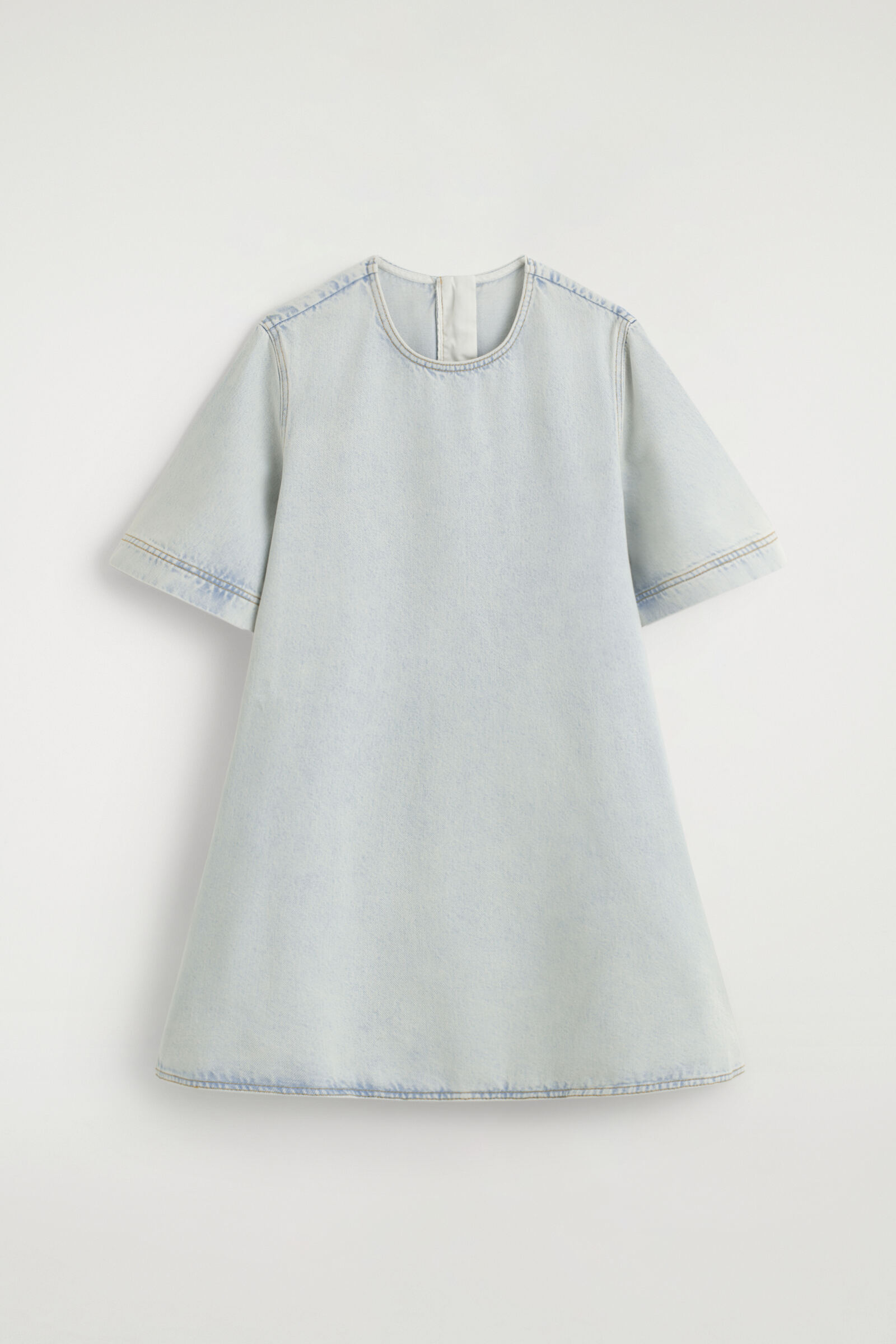 FLARED DENIM MINI DRESSLIGHT BLUE