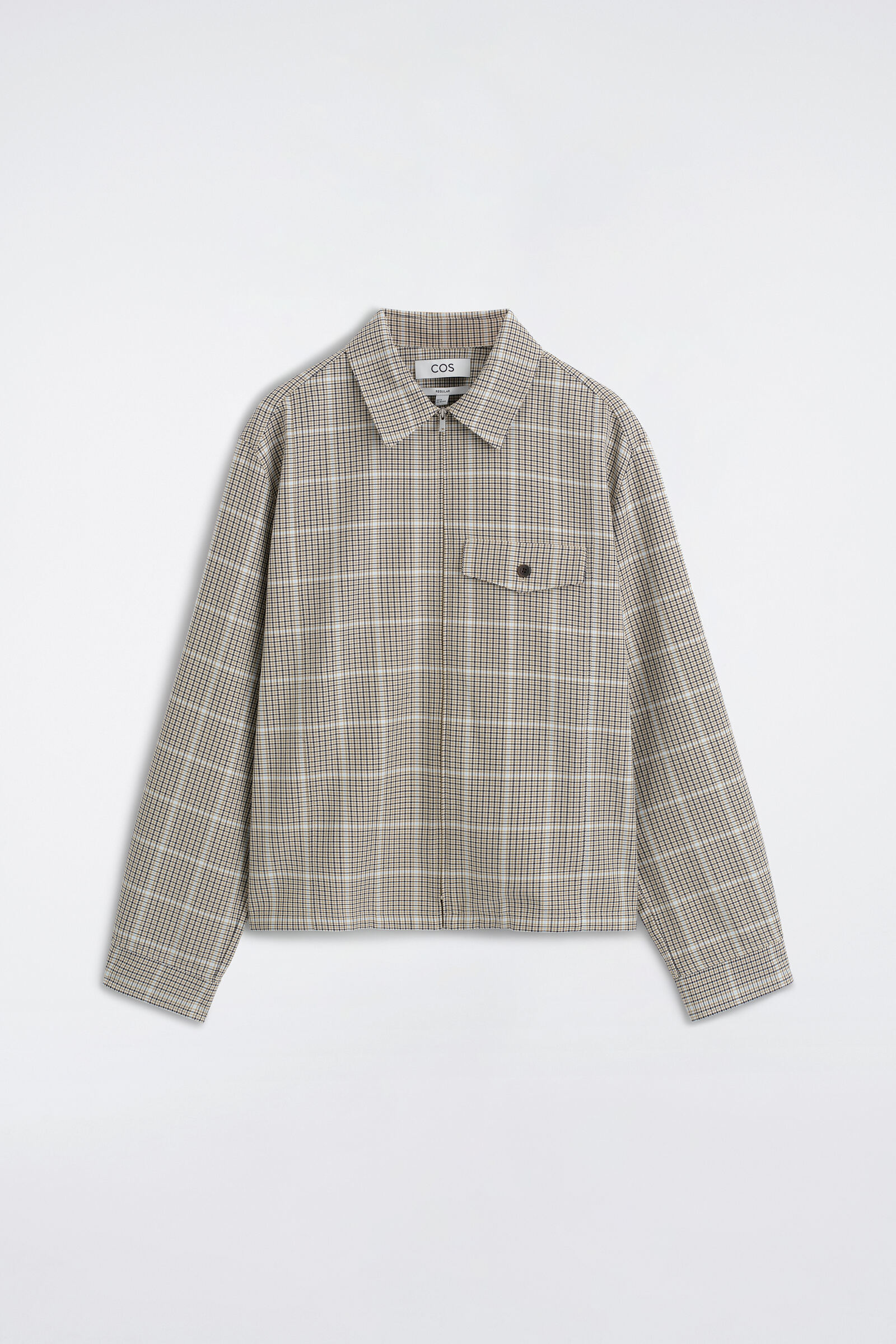 ZIP-UP COTTON OVERSHIRTBEIGE / CHECKED