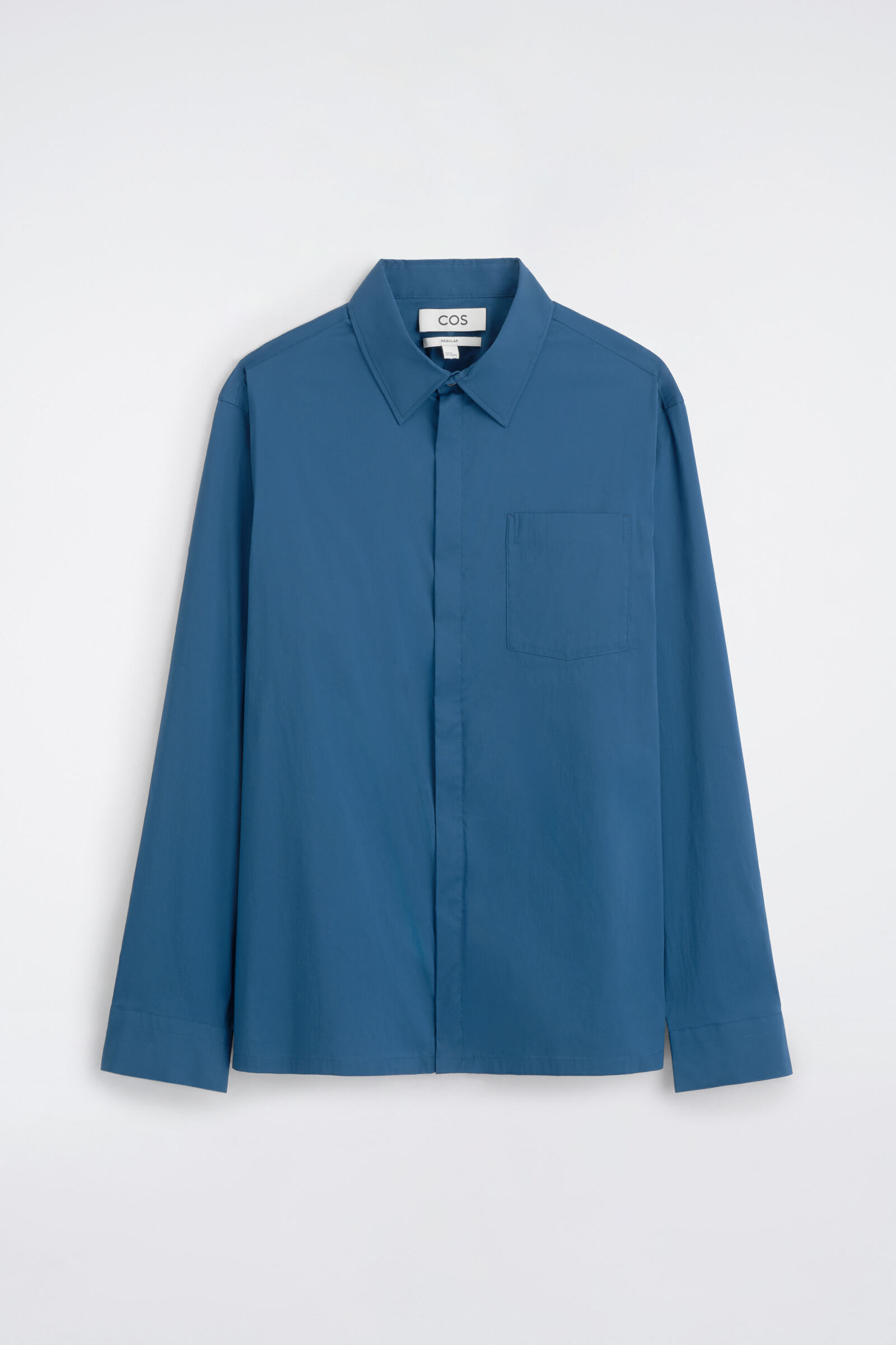 COTTON-BLEND ZIP-UP SHIRTBLUE
