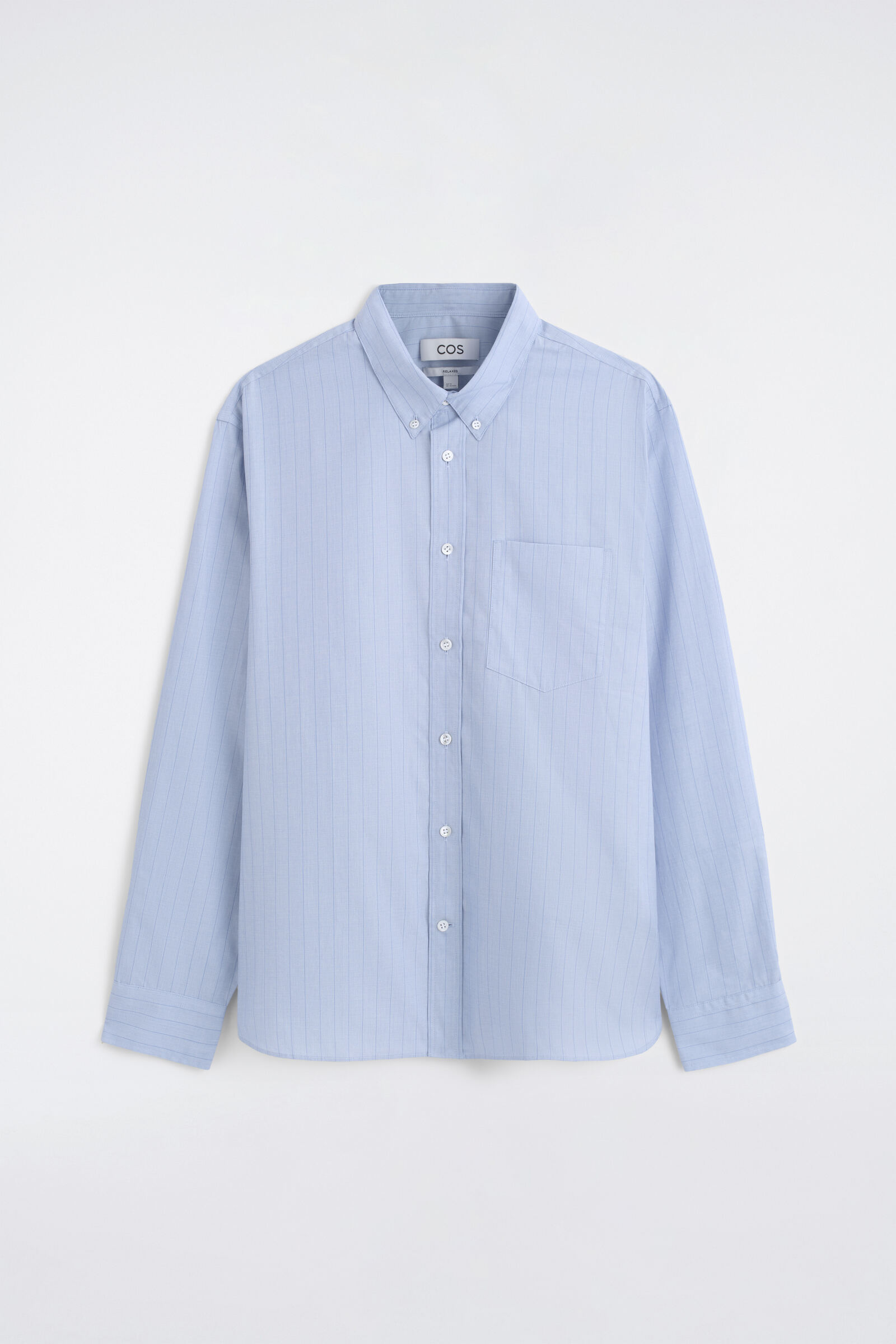 RELAXED PINSTRIPED FIL-À-FIL COTTON SHIRTBLUE / PINSTRIPED