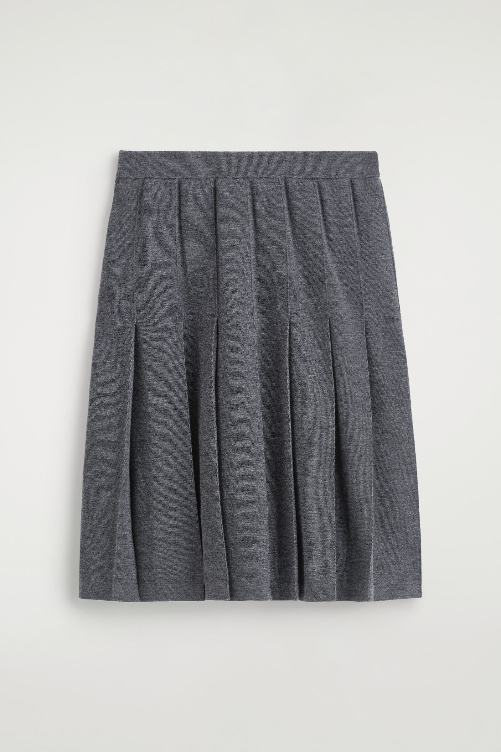 PLEATED MERINO WOOL MIDI SKIRTGREY MÉLANGE