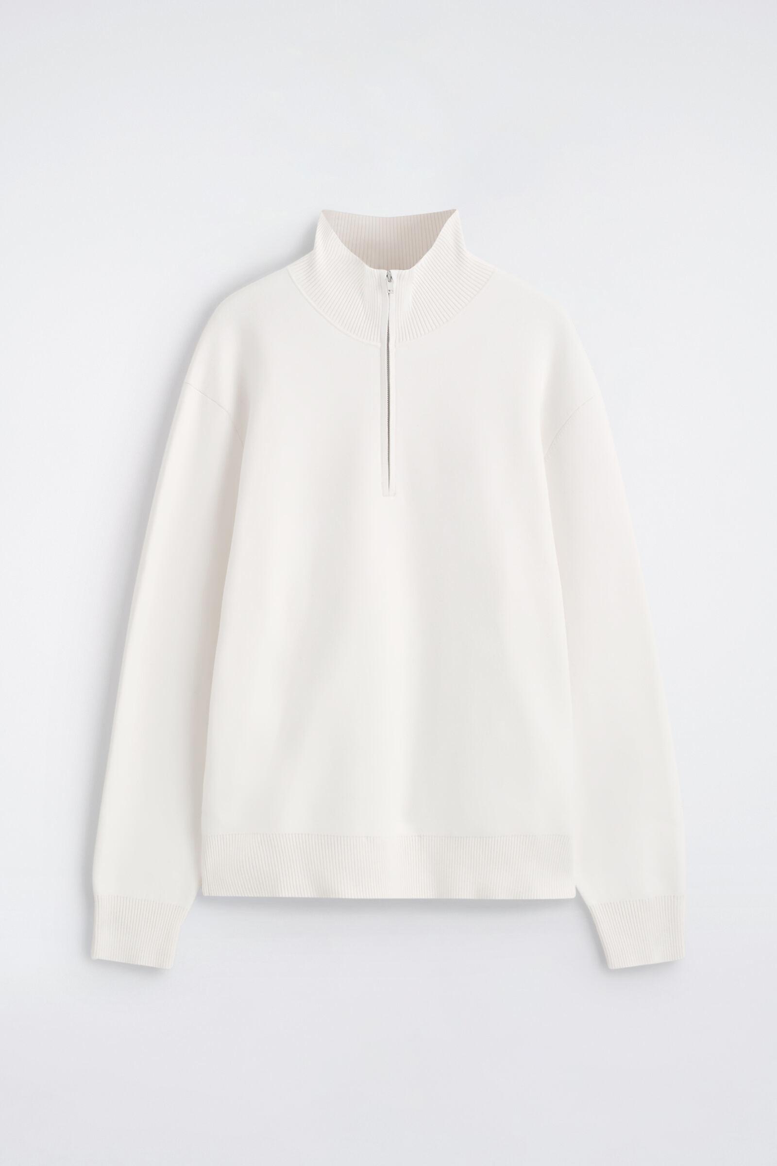 DOUBLE-FACED KNITTED HALF-ZIP JUMPERWHITE