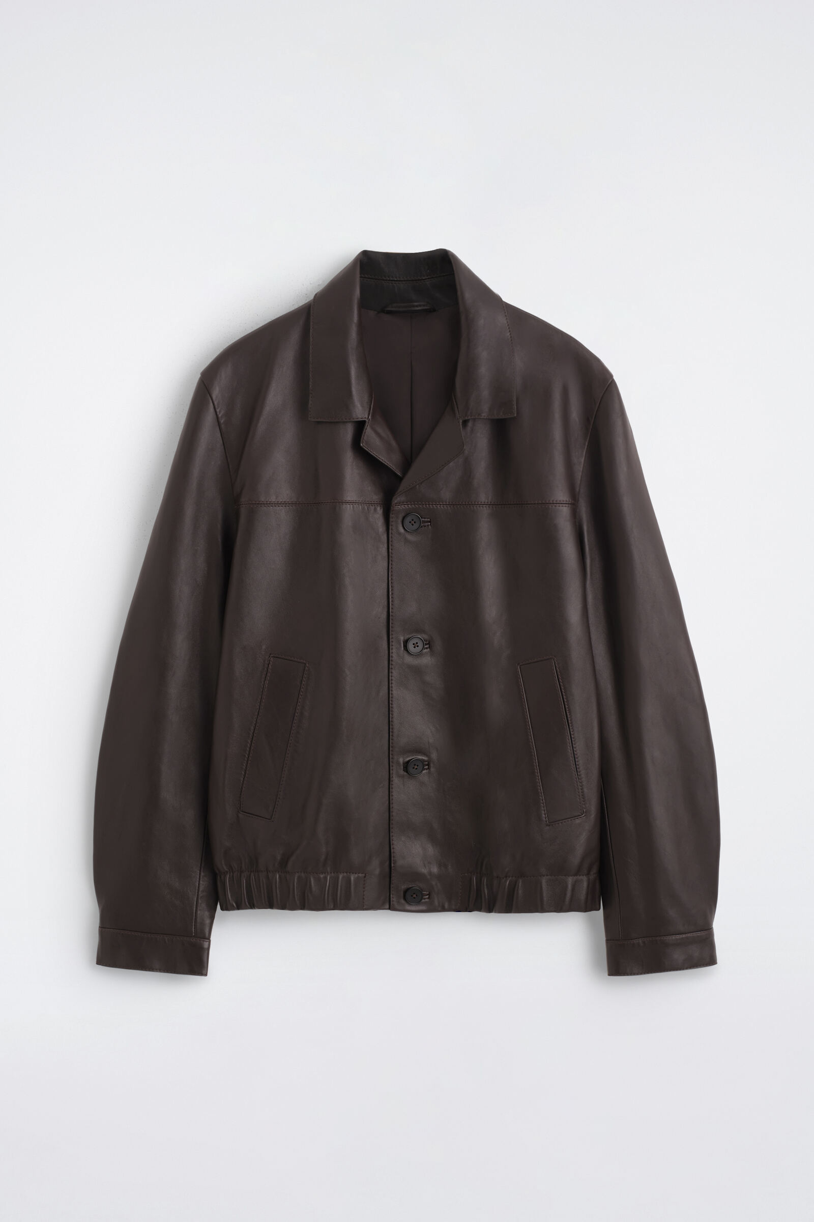 LEATHER BLAZER BOMBER JACKETBROWN