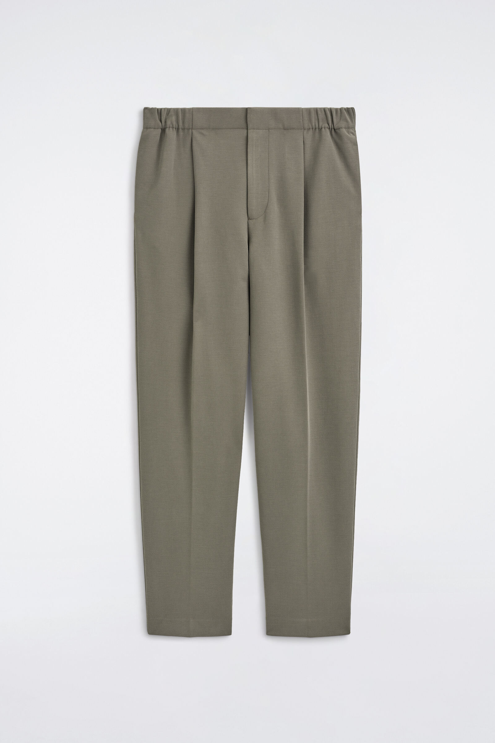 BONDED-TWILL REGULAR-FIT STRAIGHT-LEG TROUSERSGREY-GREEN