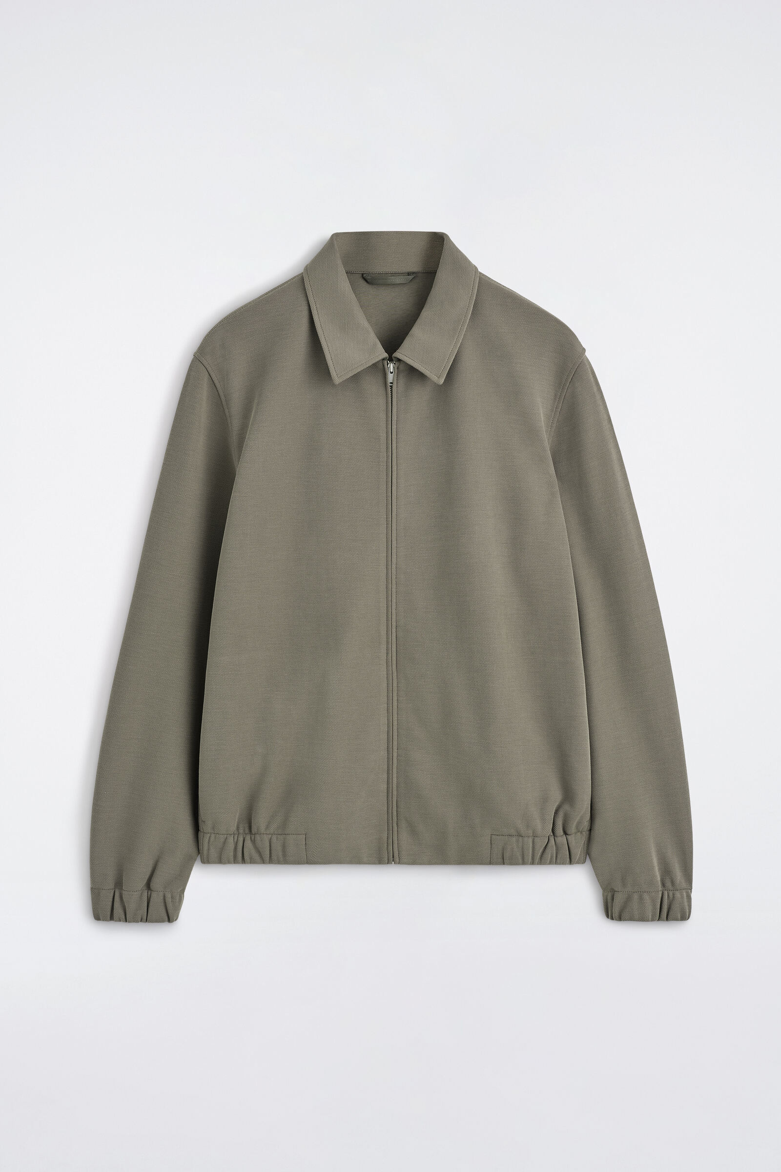 BONDED-TWILL HARRINGTON JACKETGREY-GREEN